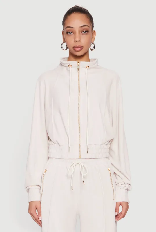 Velour Drawstring Mock Neck Sweatshirt sold by Rainbow