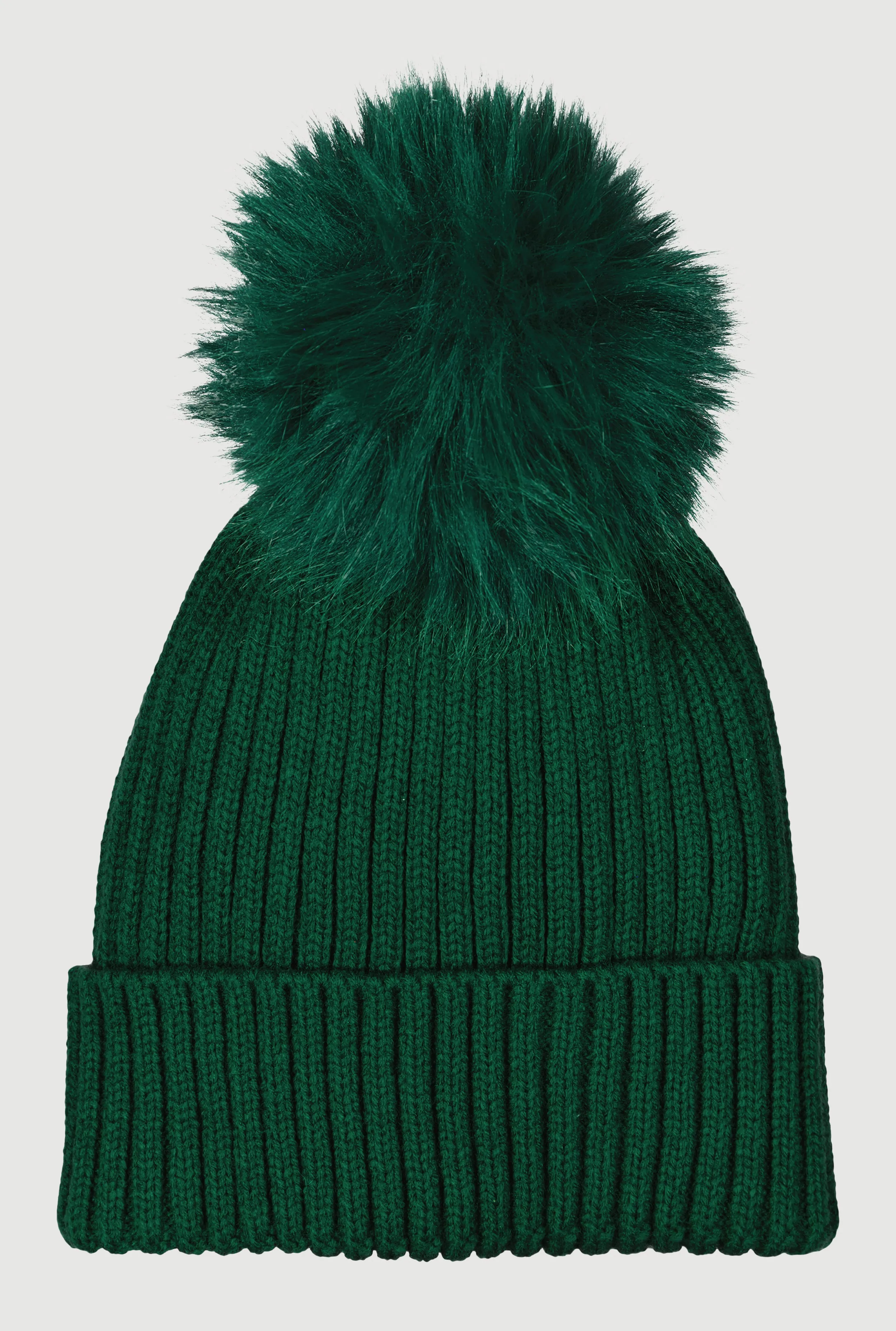 Trendy Faux Fur Pom Pom Detail Ribbed Knit Beanie sold by Rainbow