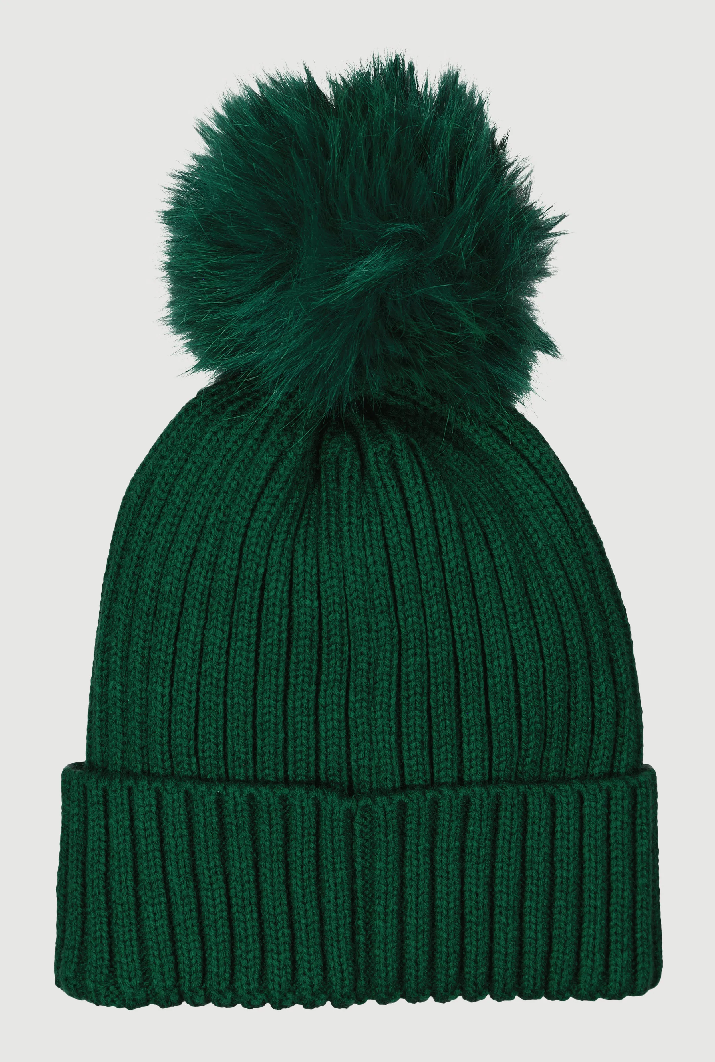 Trendy Faux Fur Pom Pom Detail Ribbed Knit Beanie sold by Rainbow product image thumbnail 5
