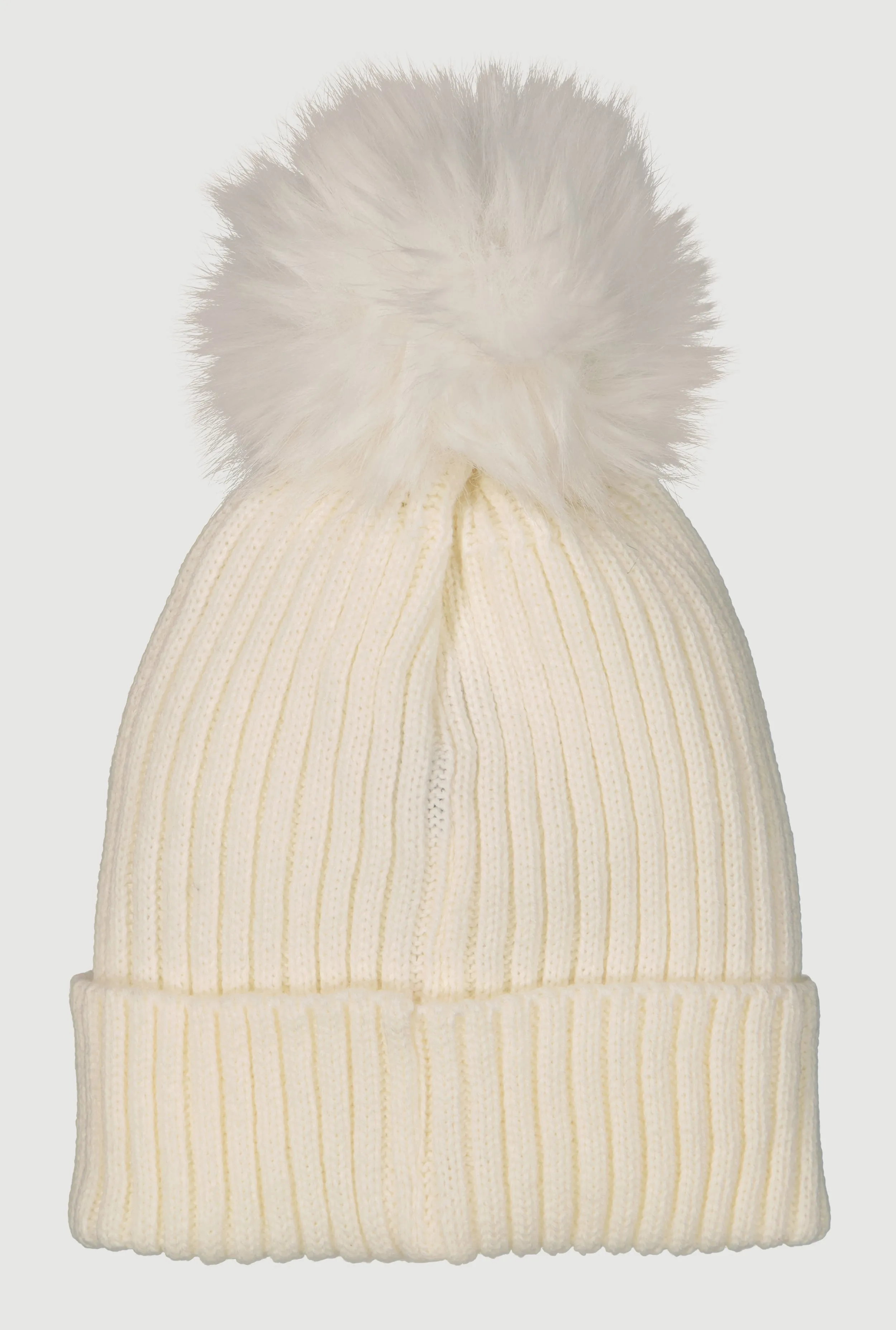 Trendy Faux Fur Pom Pom Detail Ribbed Knit Beanie sold by Rainbow product image thumbnail 5