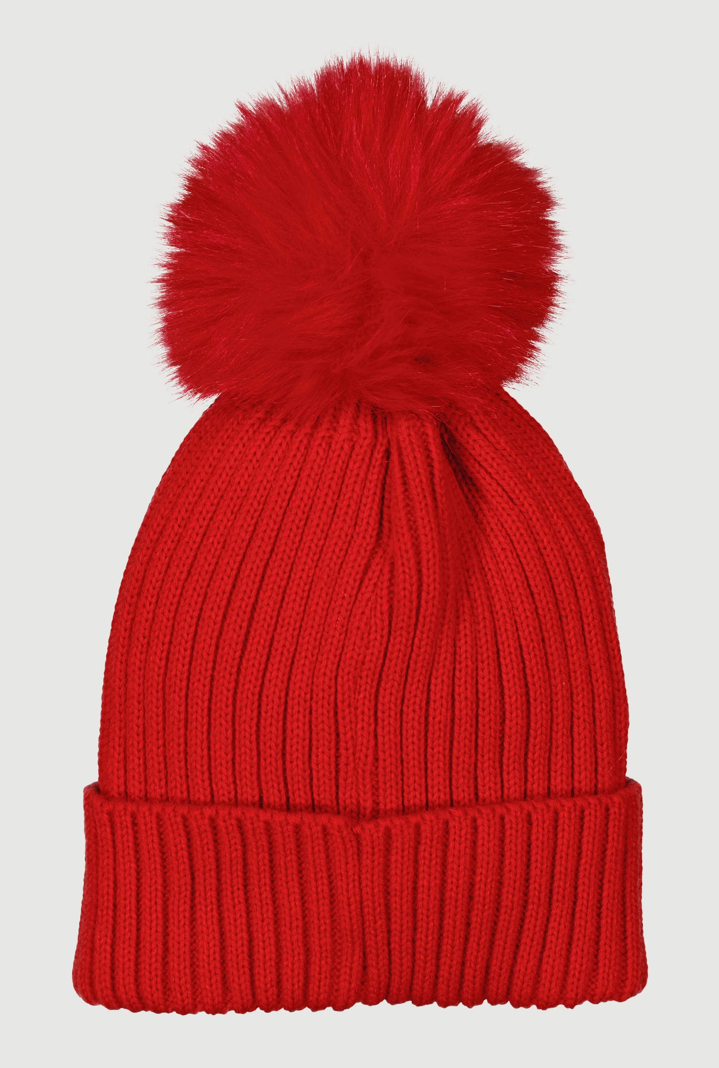 Trendy Faux Fur Pom Pom Detail Ribbed Knit Beanie sold by Rainbow product image thumbnail 5