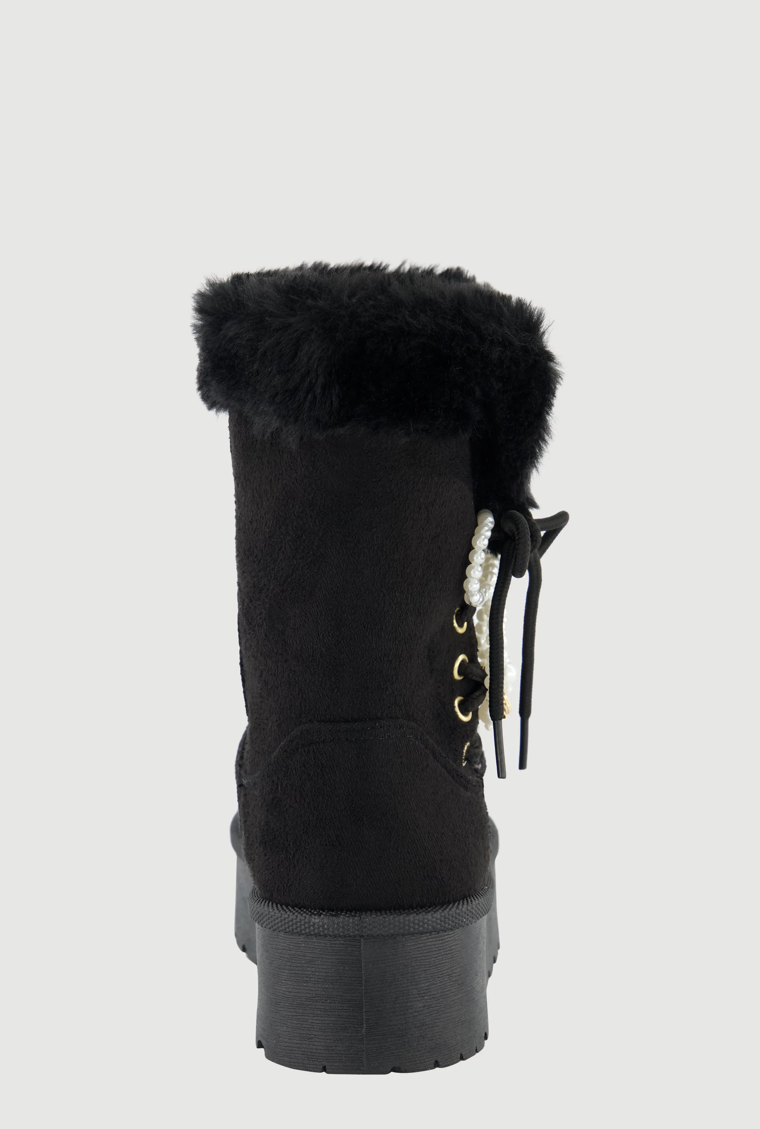 Faux Fur Lined Platform Booties with Faux Pearl Bow sold by Rainbow product image thumbnail 3