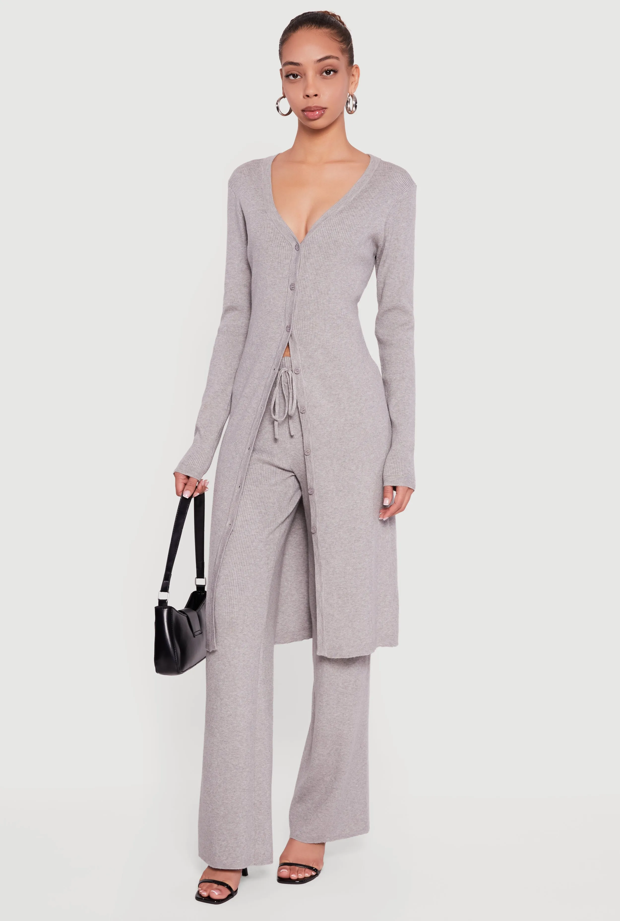 Long Sleeve Ribbed Knit Duster sold by Rainbow product image thumbnail 2