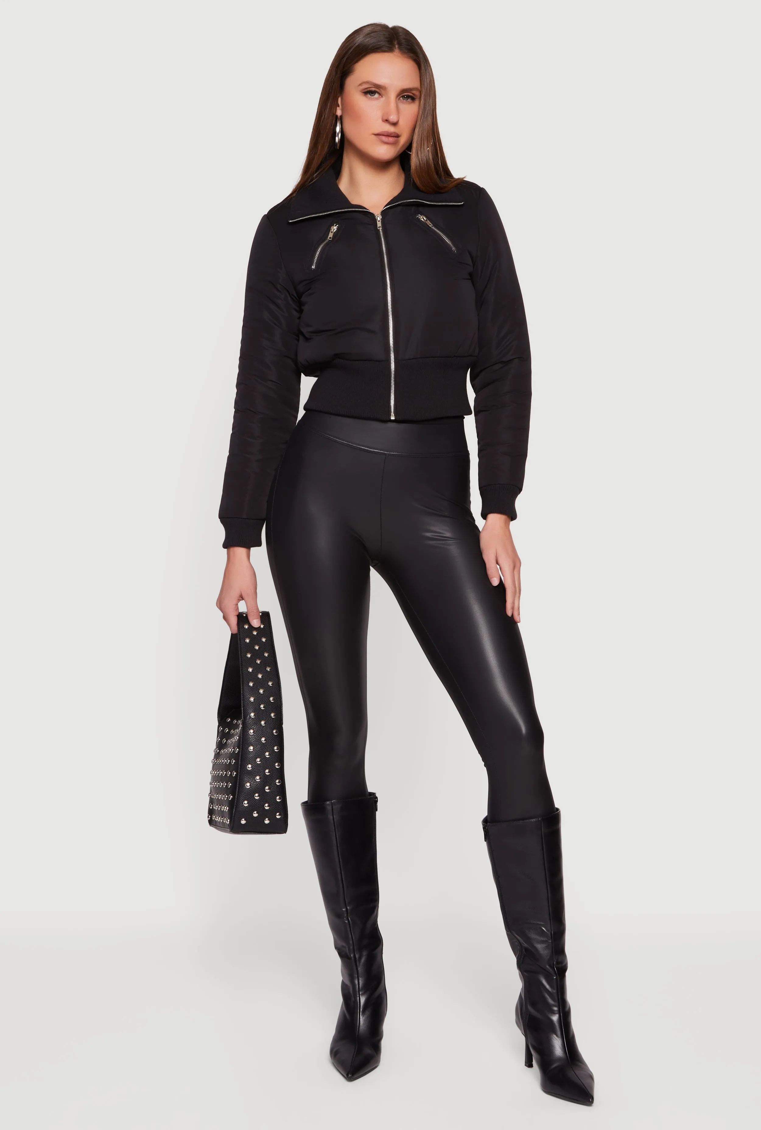 Collared Long Sleeve Zip Front Puffer Jacket sold by Rainbow product image thumbnail 2