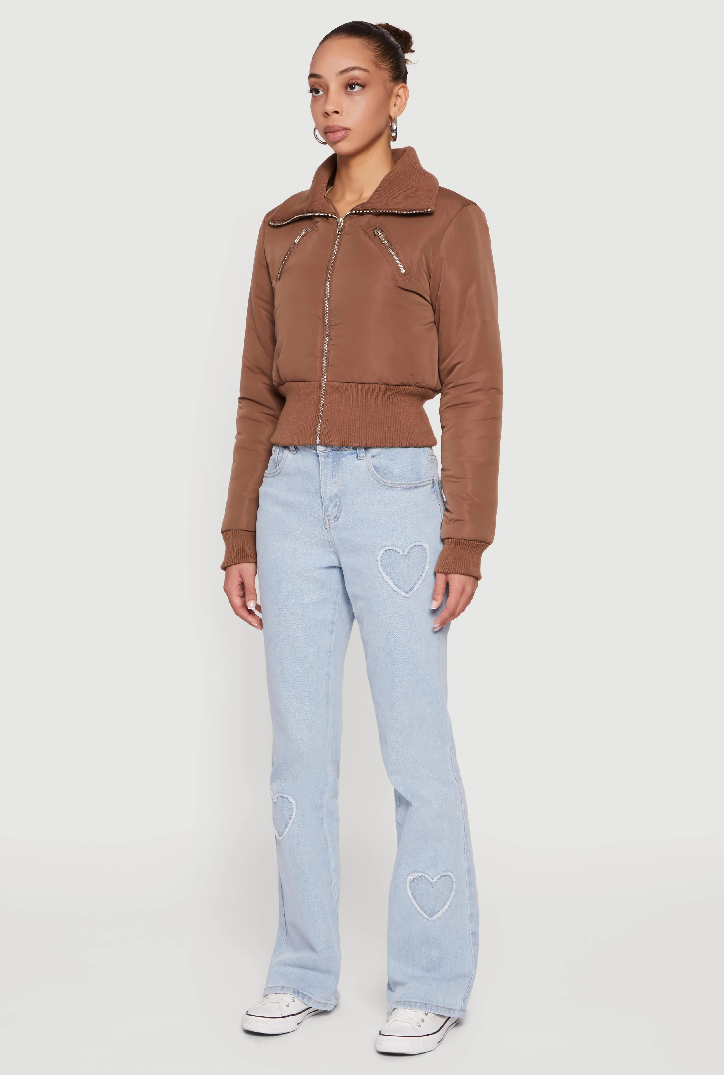 Collared Long Sleeve Zip Front Puffer Jacket sold by Rainbow product image thumbnail 5