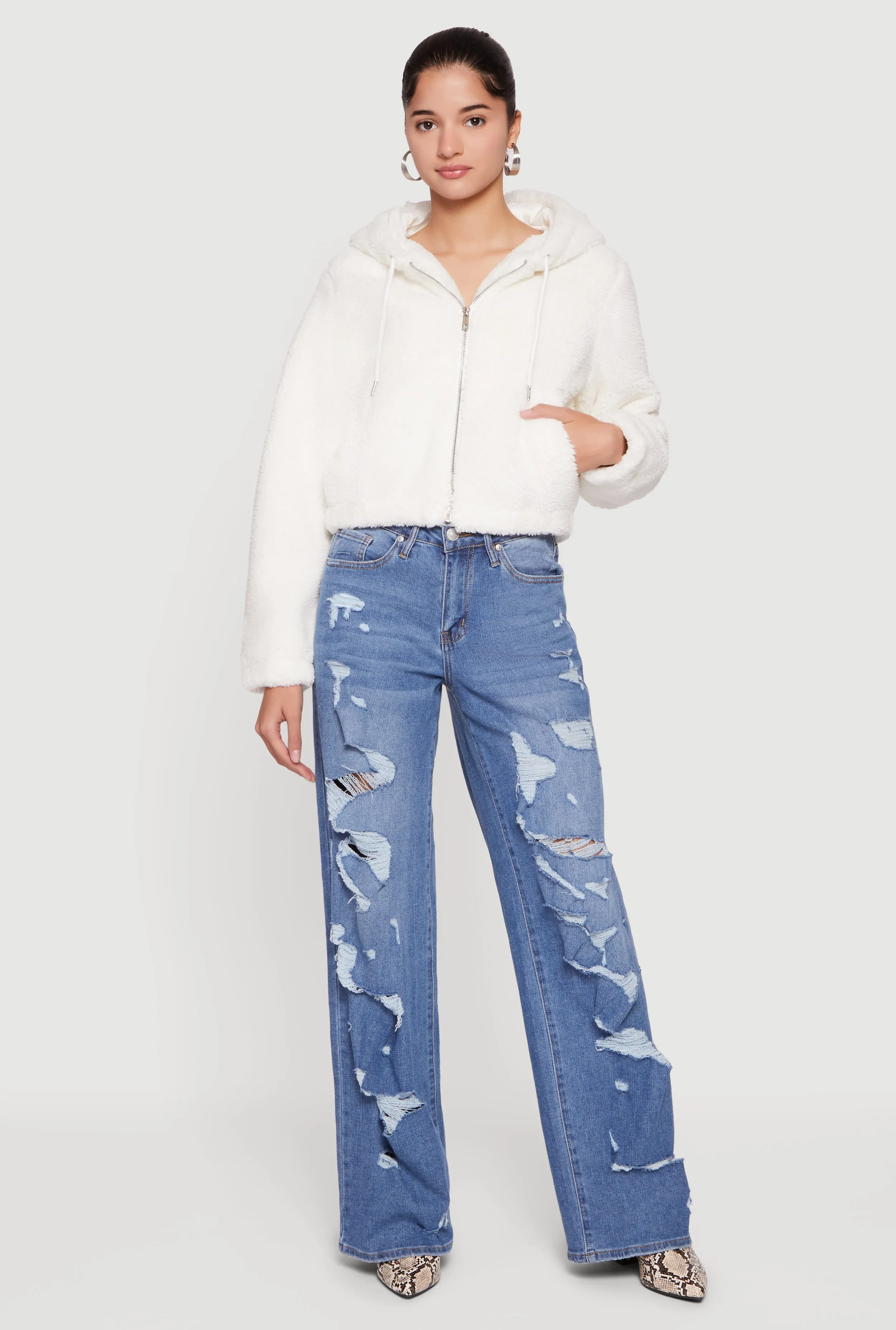 Sherpa Hooded Zip Front Jacket sold by Rainbow product image thumbnail 2