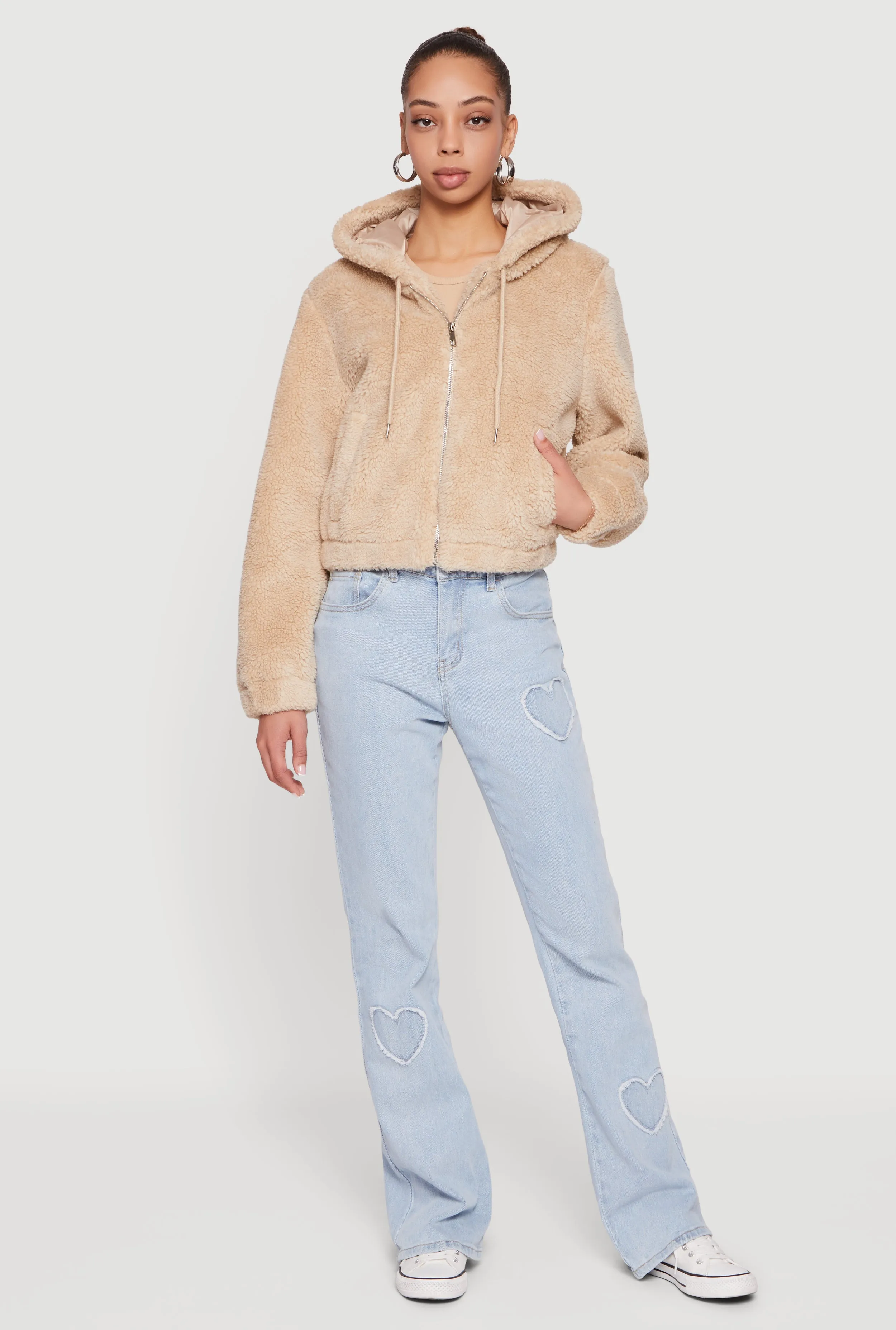 Sherpa Hooded Zip Front Jacket sold by Rainbow product image thumbnail 3
