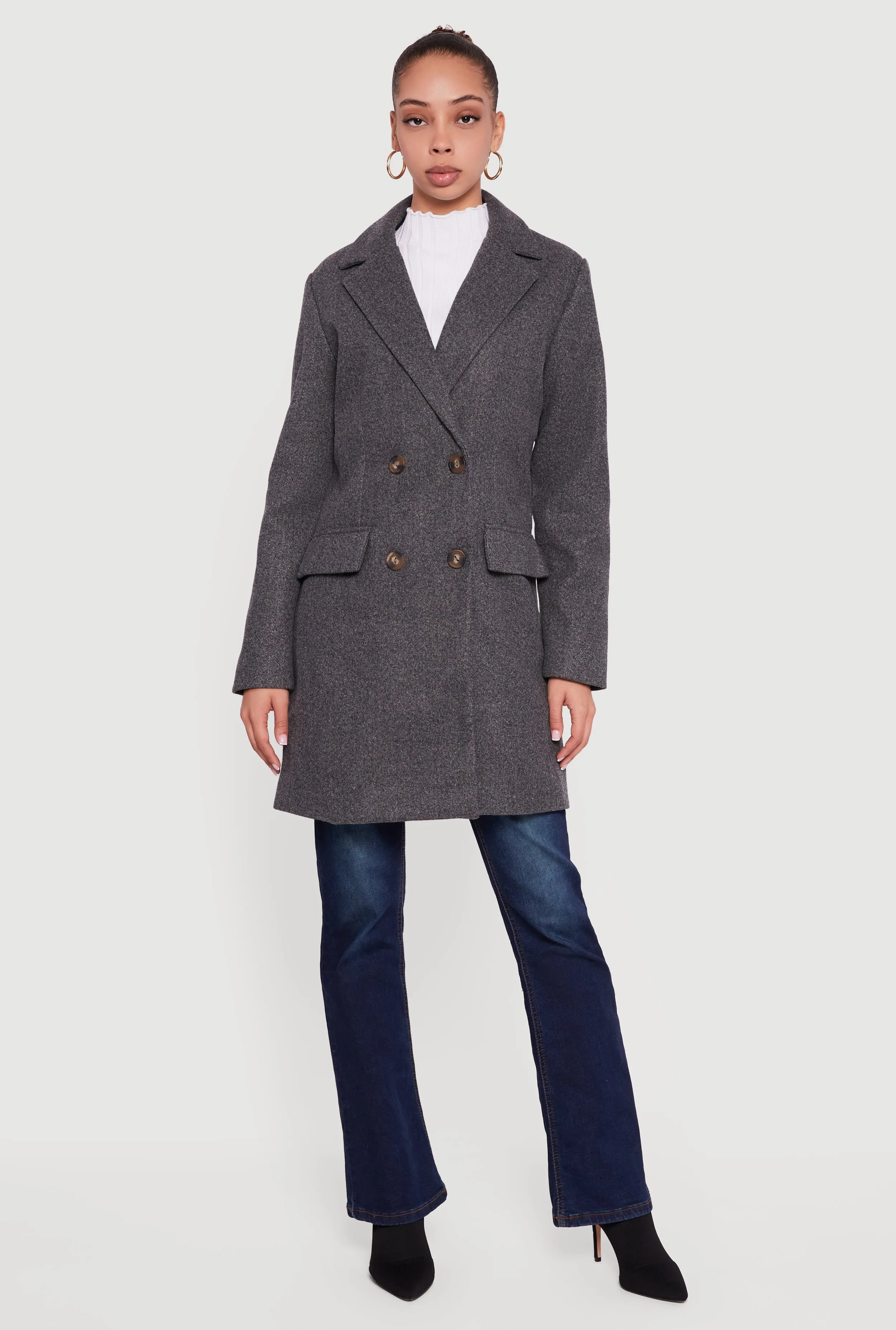 Long Sleeve Collared Double Breasted Trench Coat sold by Rainbow