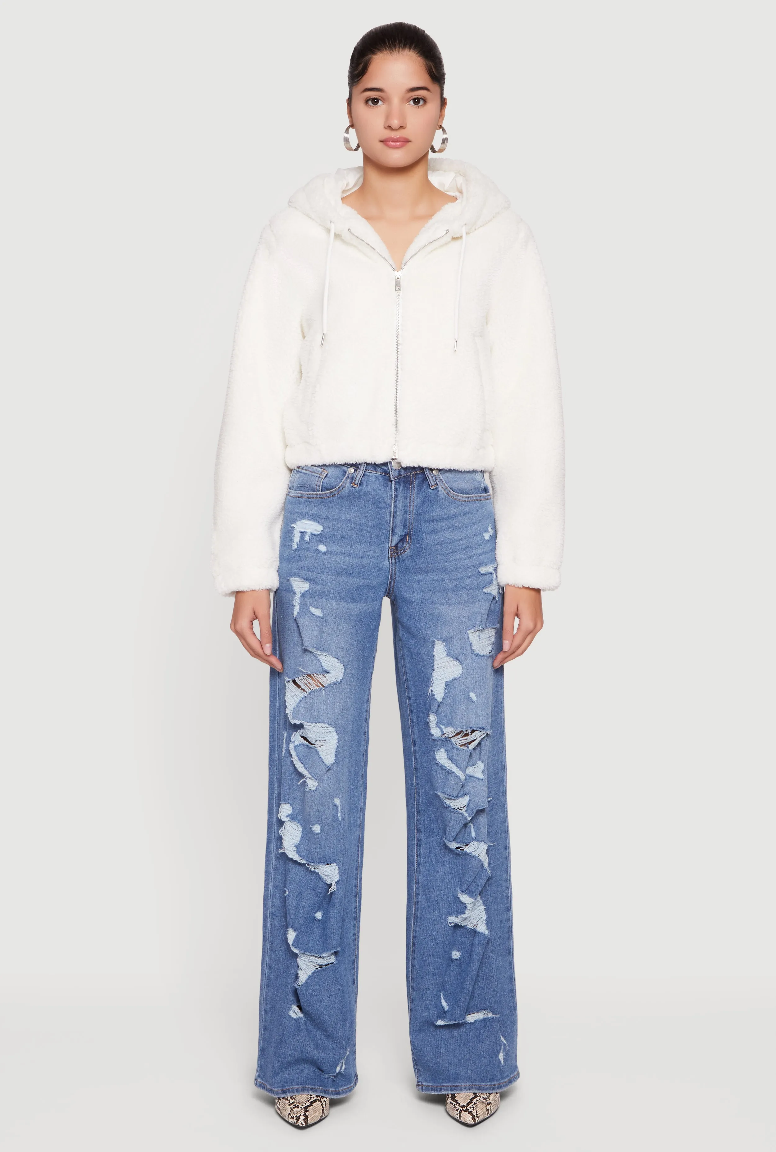 Sherpa Hooded Zip Front Jacket sold by Rainbow product image thumbnail 3