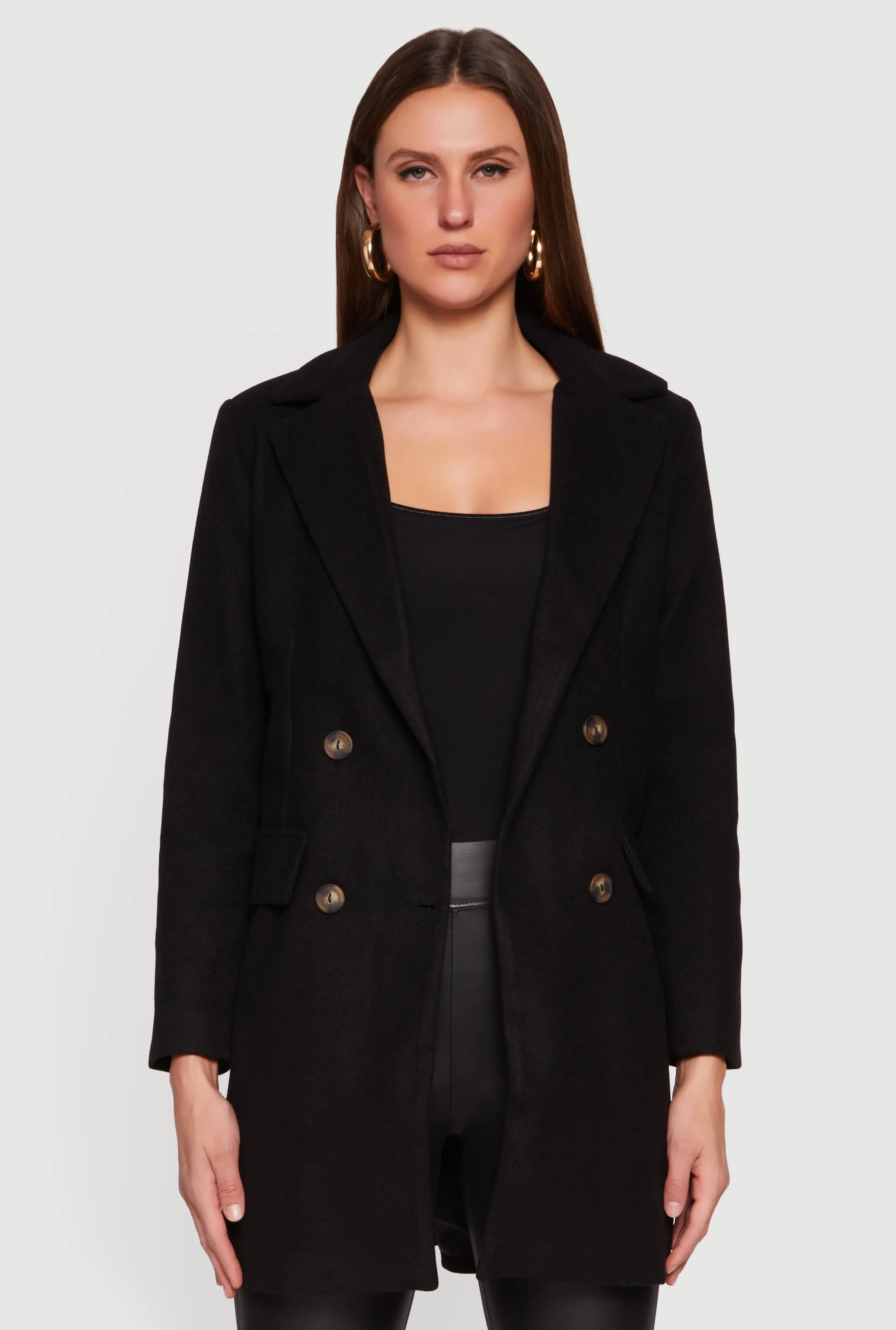 Long Sleeve Collared Double Breasted Trench Coat sold by Rainbow product image thumbnail 2