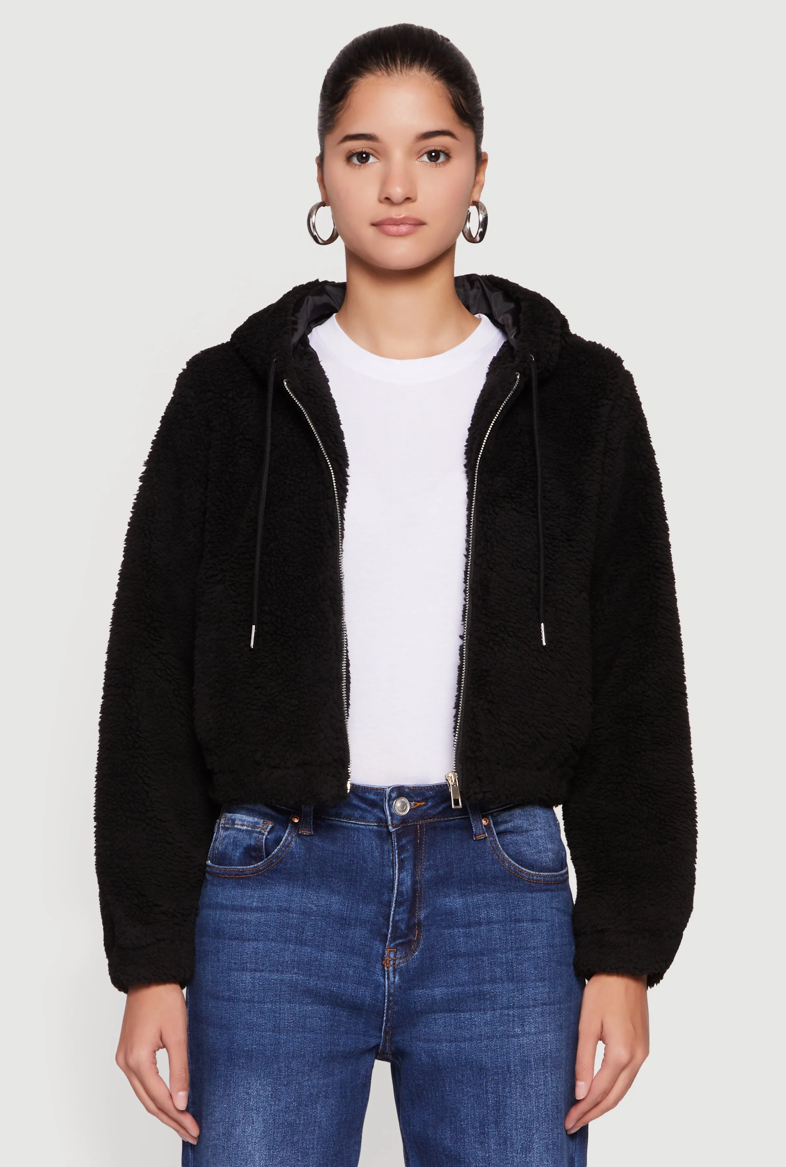 Sherpa Hooded Zip Front Jacket sold by Rainbow product image thumbnail 2