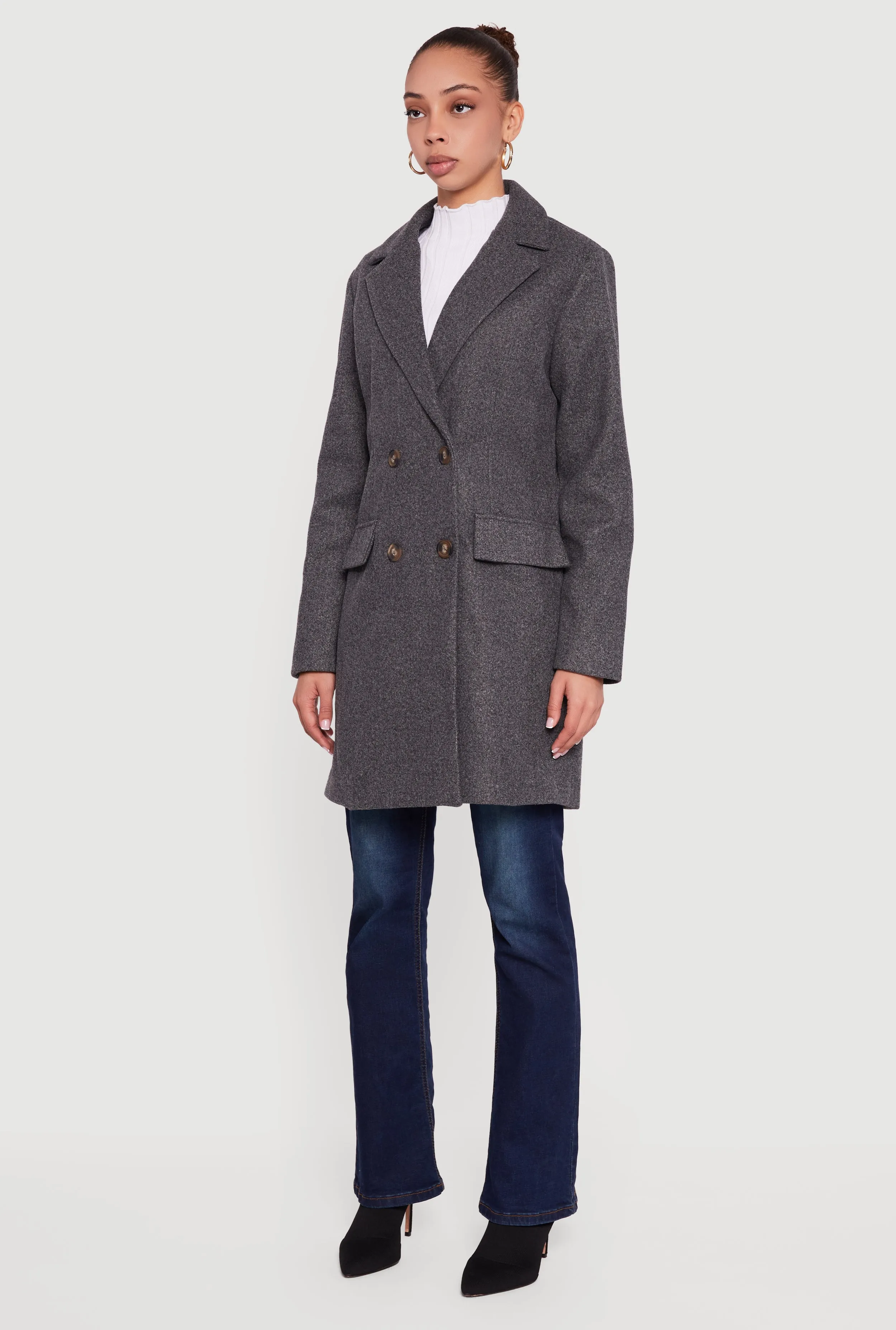 Long Sleeve Collared Double Breasted Trench Coat sold by Rainbow product image thumbnail 5