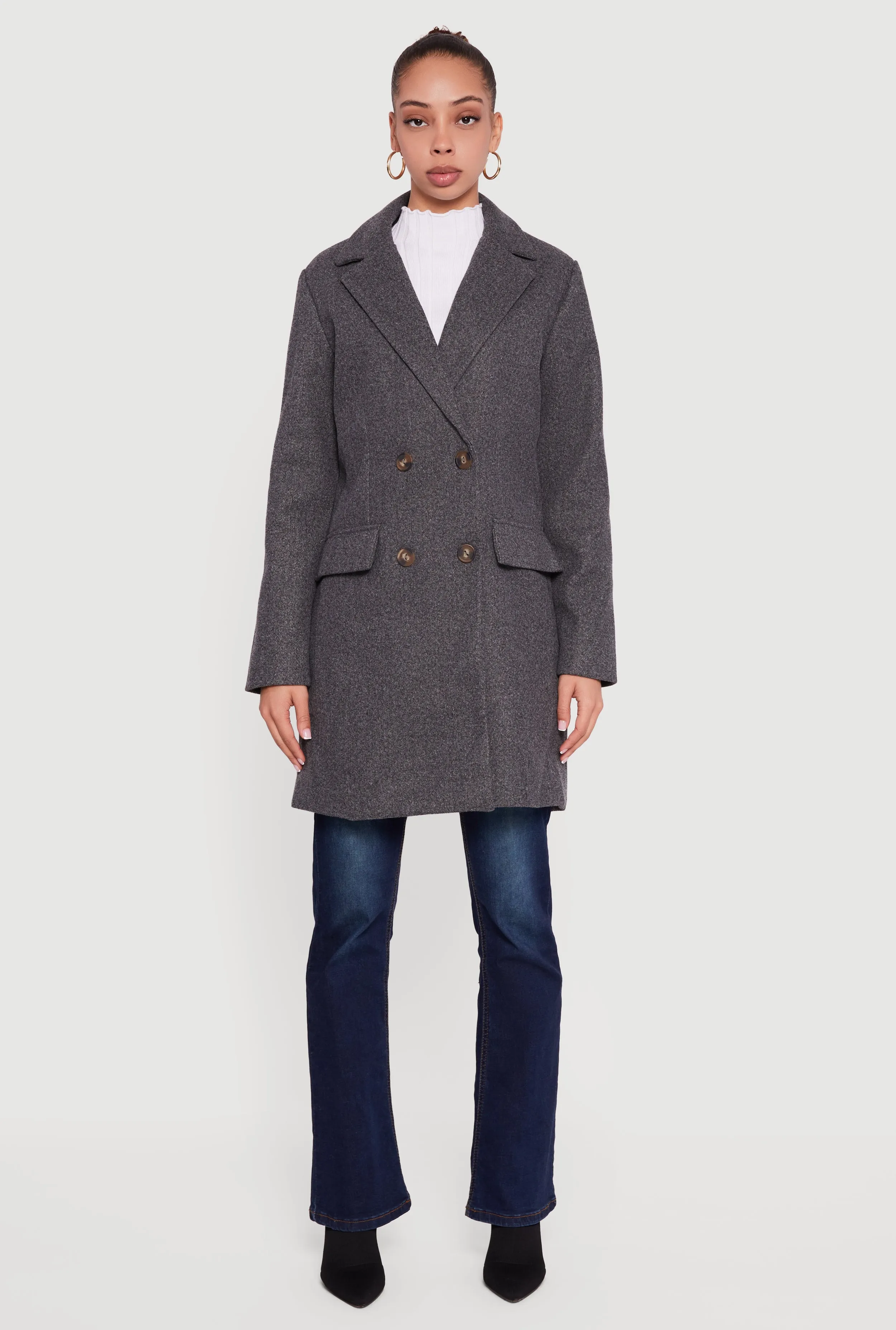 Long Sleeve Collared Double Breasted Trench Coat sold by Rainbow product image thumbnail 3