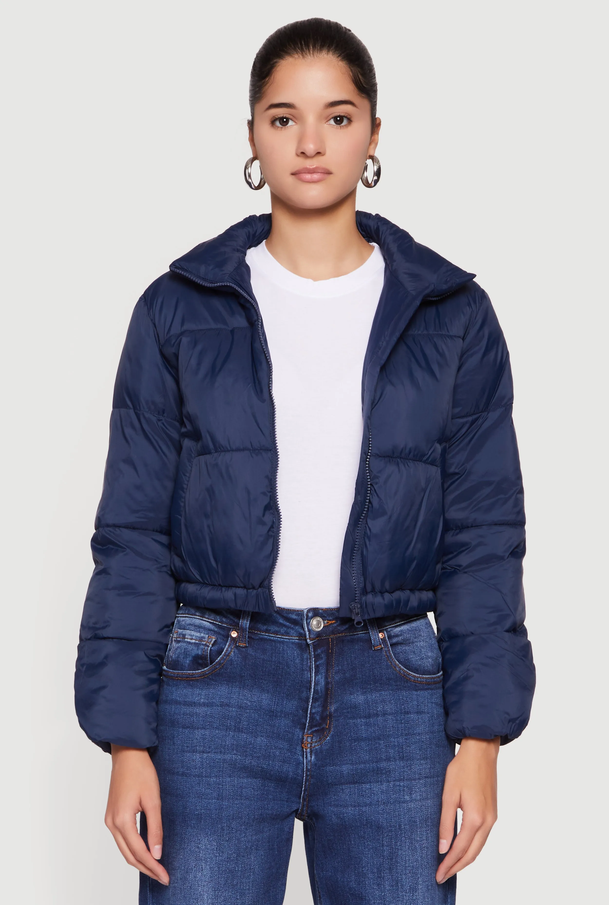Nylon Long Sleeve Mock Neck Zip Front Puffer Jacket sold by Rainbow product image thumbnail 2