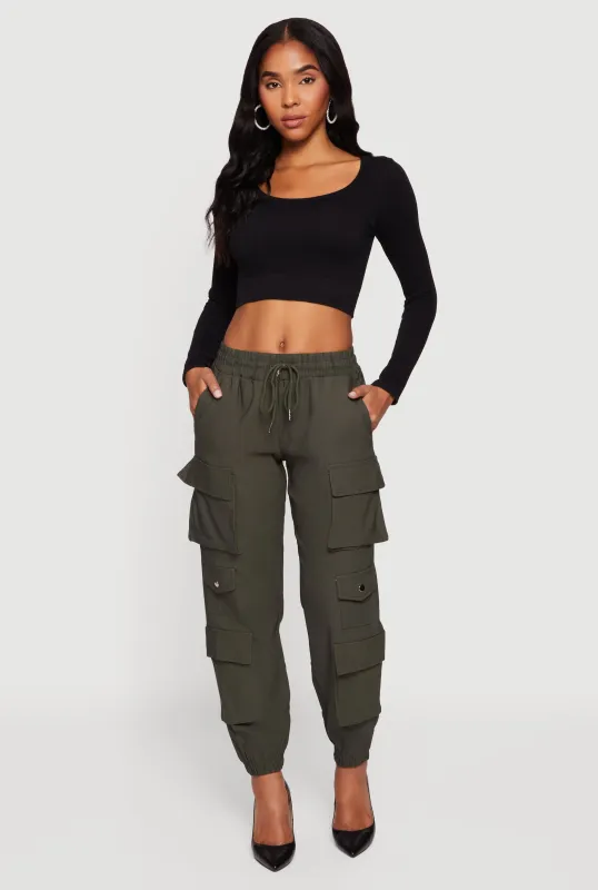 Drawstring Waist Utility Joggers sold by Rainbow