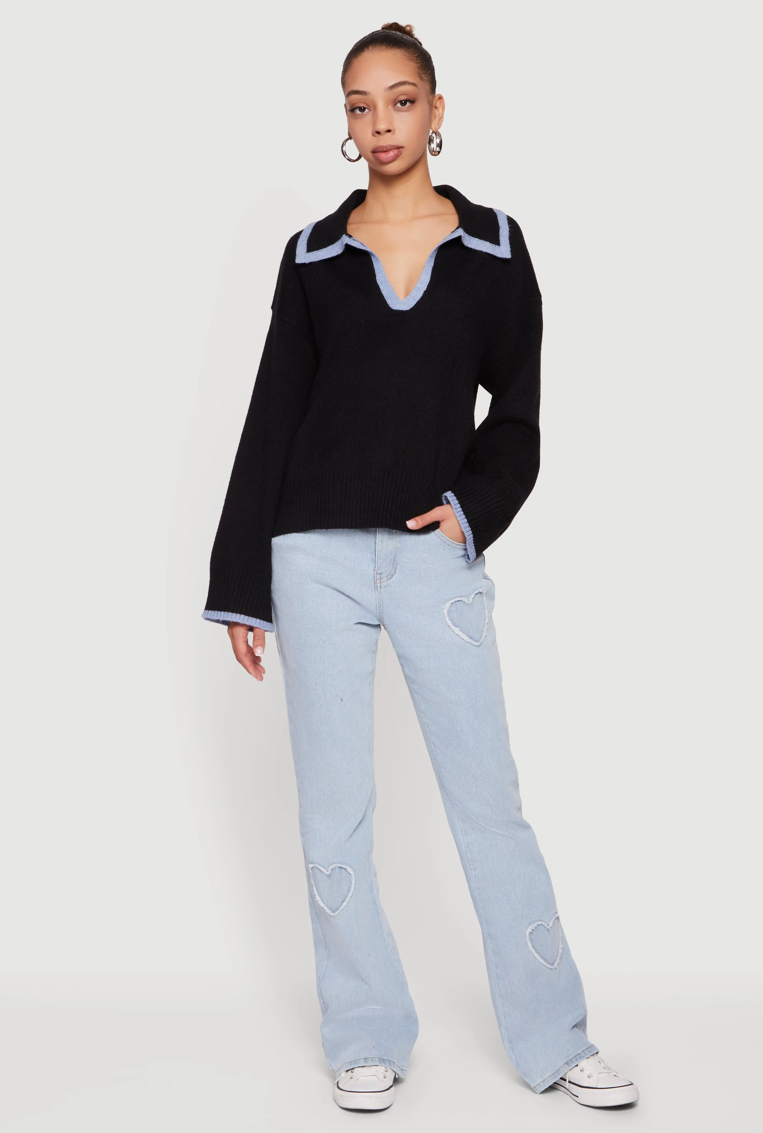 Contrast Trim Johnny Collar Polo Sweater sold by Rainbow product image thumbnail 5