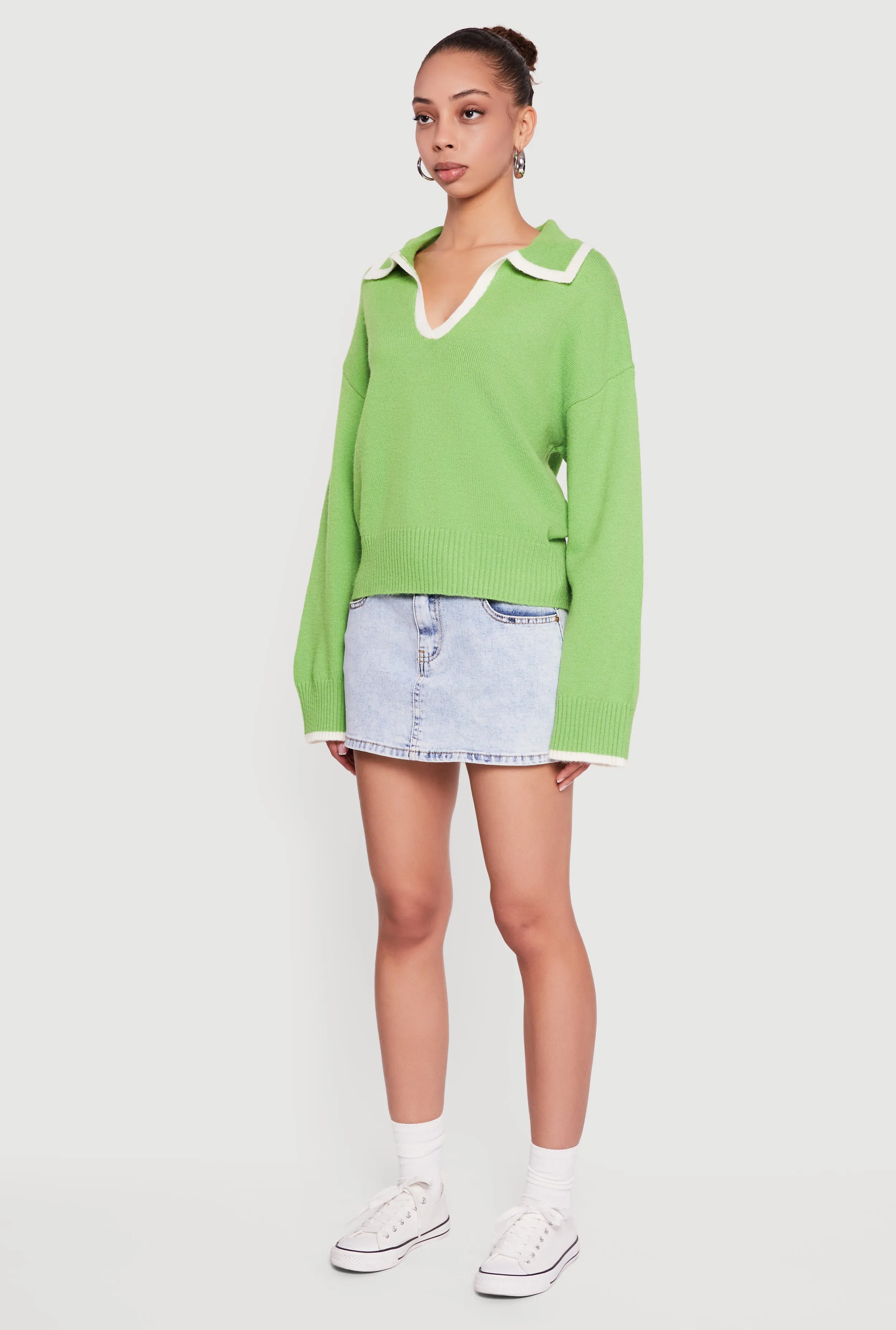 Contrast Trim Johnny Collar Polo Sweater sold by Rainbow product image thumbnail 5