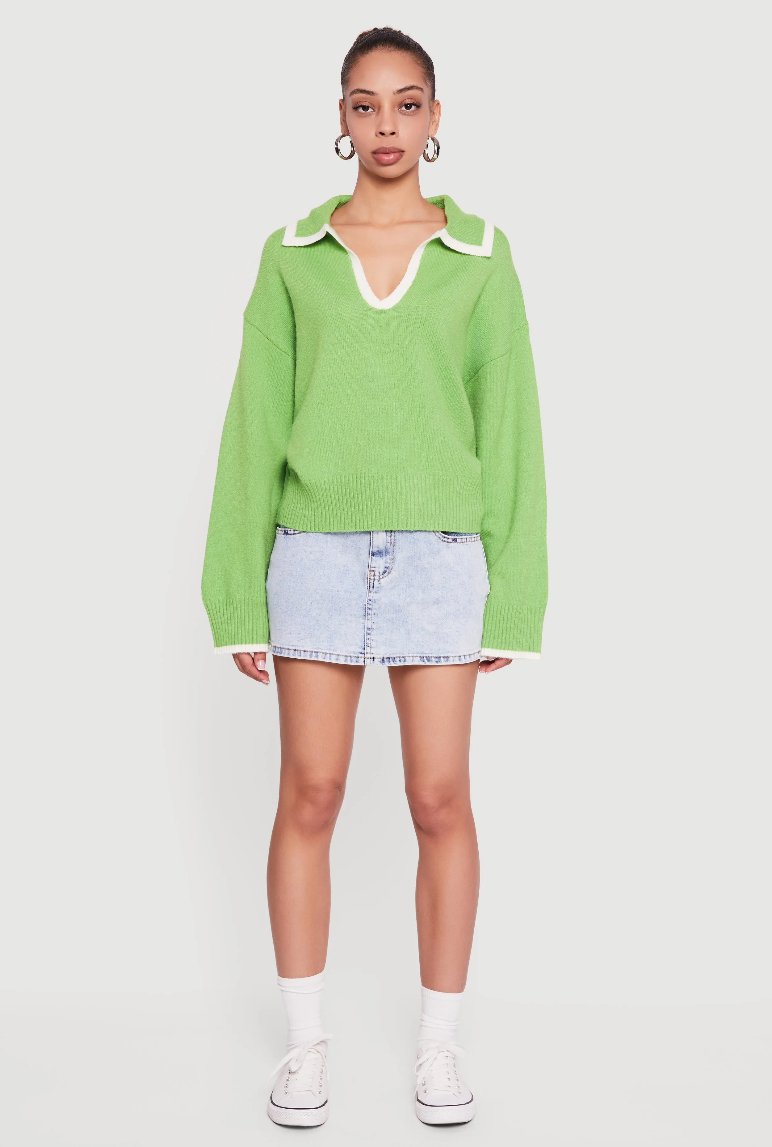 Contrast Trim Johnny Collar Polo Sweater sold by Rainbow product image thumbnail 3