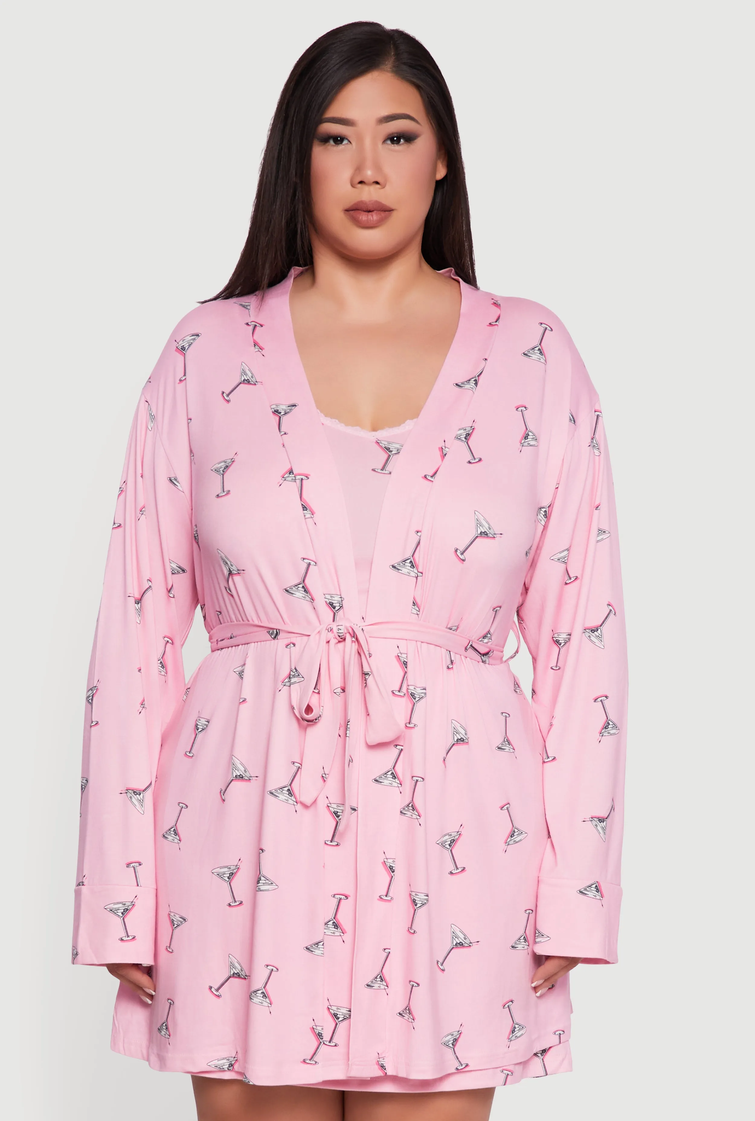 Plus Size Martini Print Robe and Cami Nightgown sold by Rainbow product image thumbnail 3