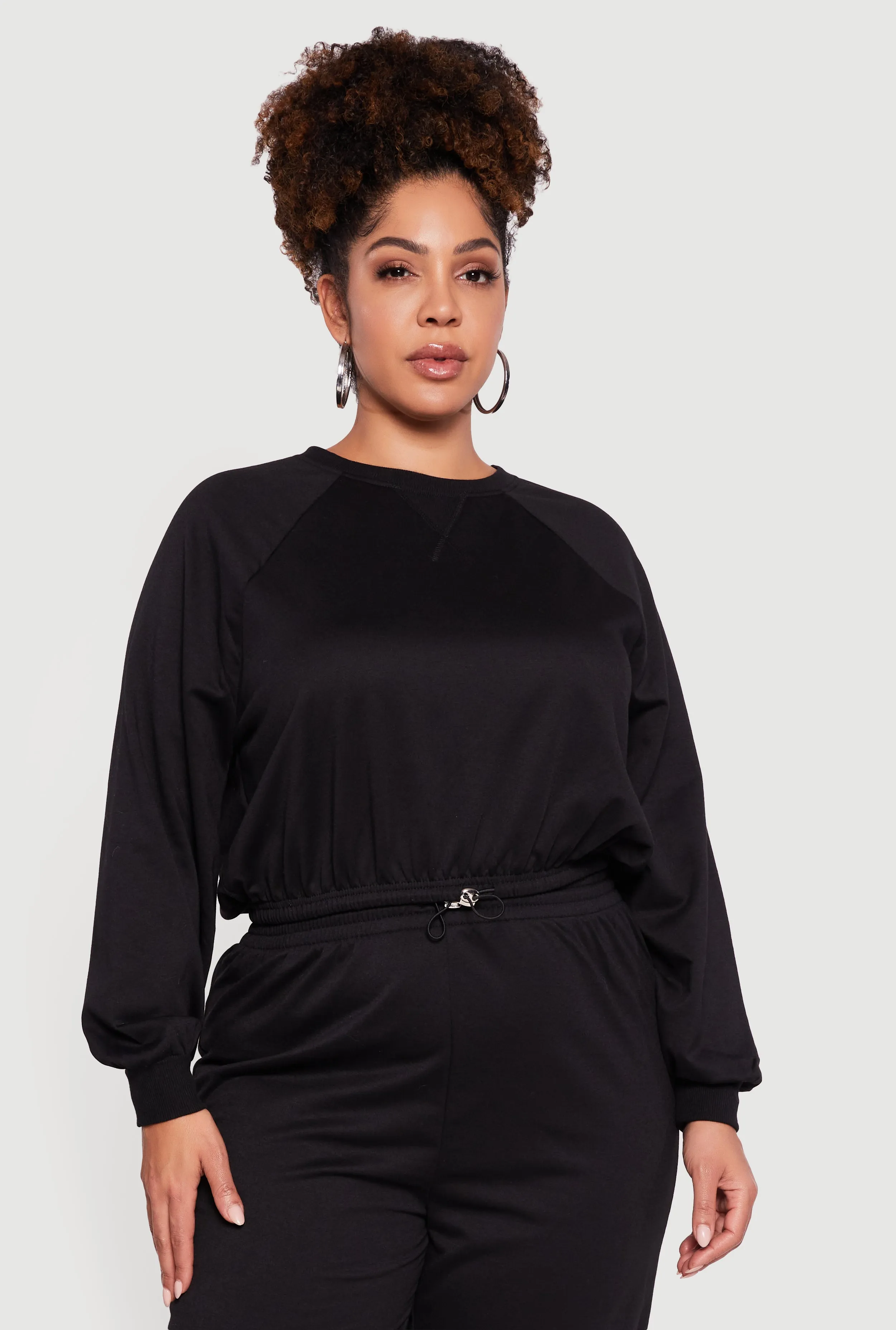 Plus Size Almost Famous Drawstring Hem Sweatshirt sold by Rainbow