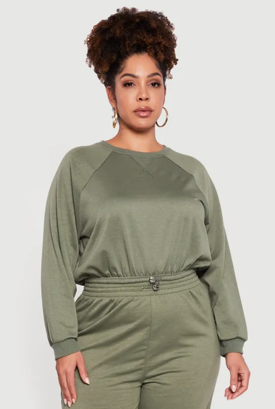 Plus Size Almost Famous Drawstring Hem Sweatshirt sold by Rainbow