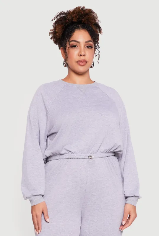 Plus Size Almost Famous Drawstring Hem Sweatshirt sold by Rainbow