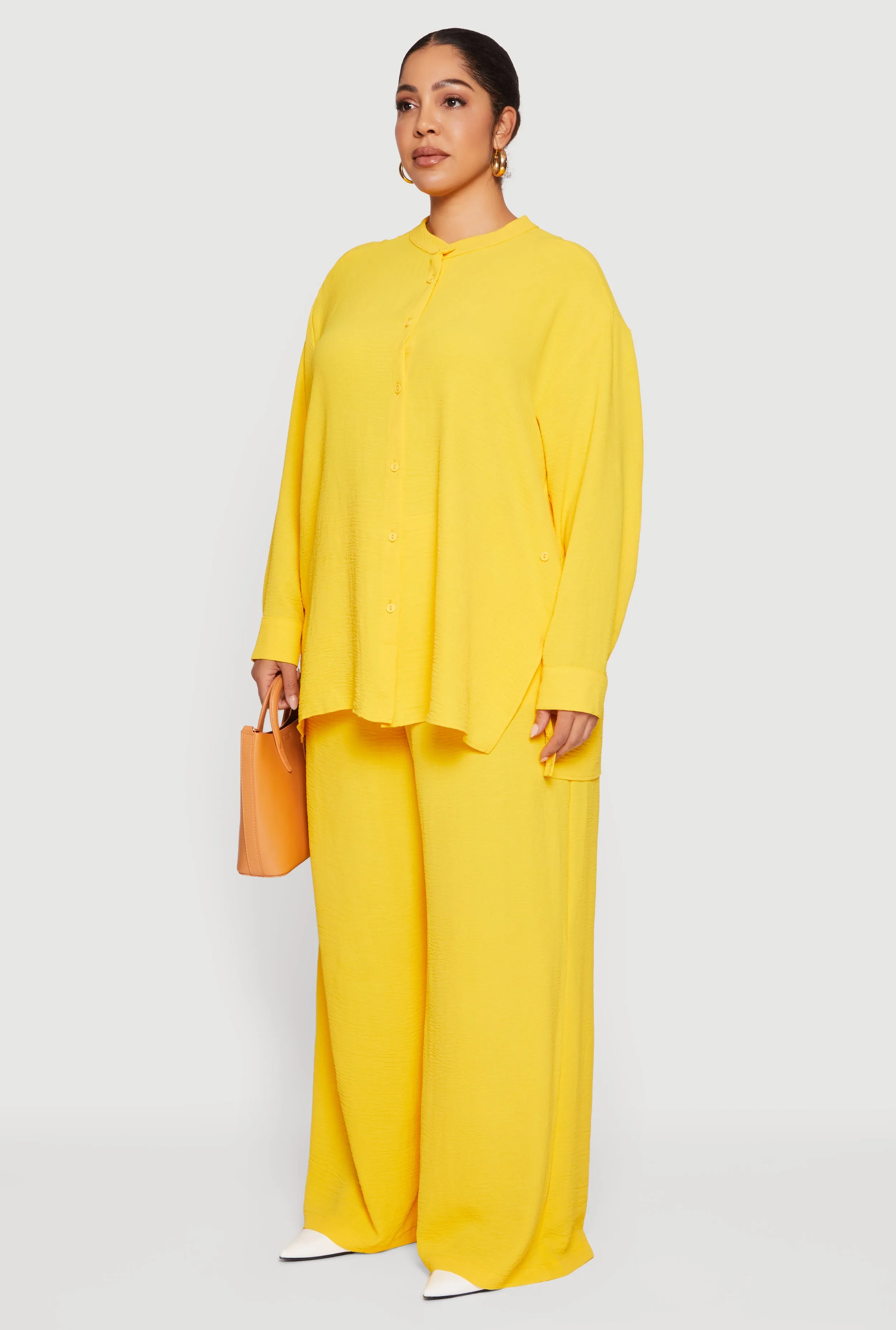 Plus Size Airy Long Sleeve Button Front Blouse sold by Rainbow product image thumbnail 5