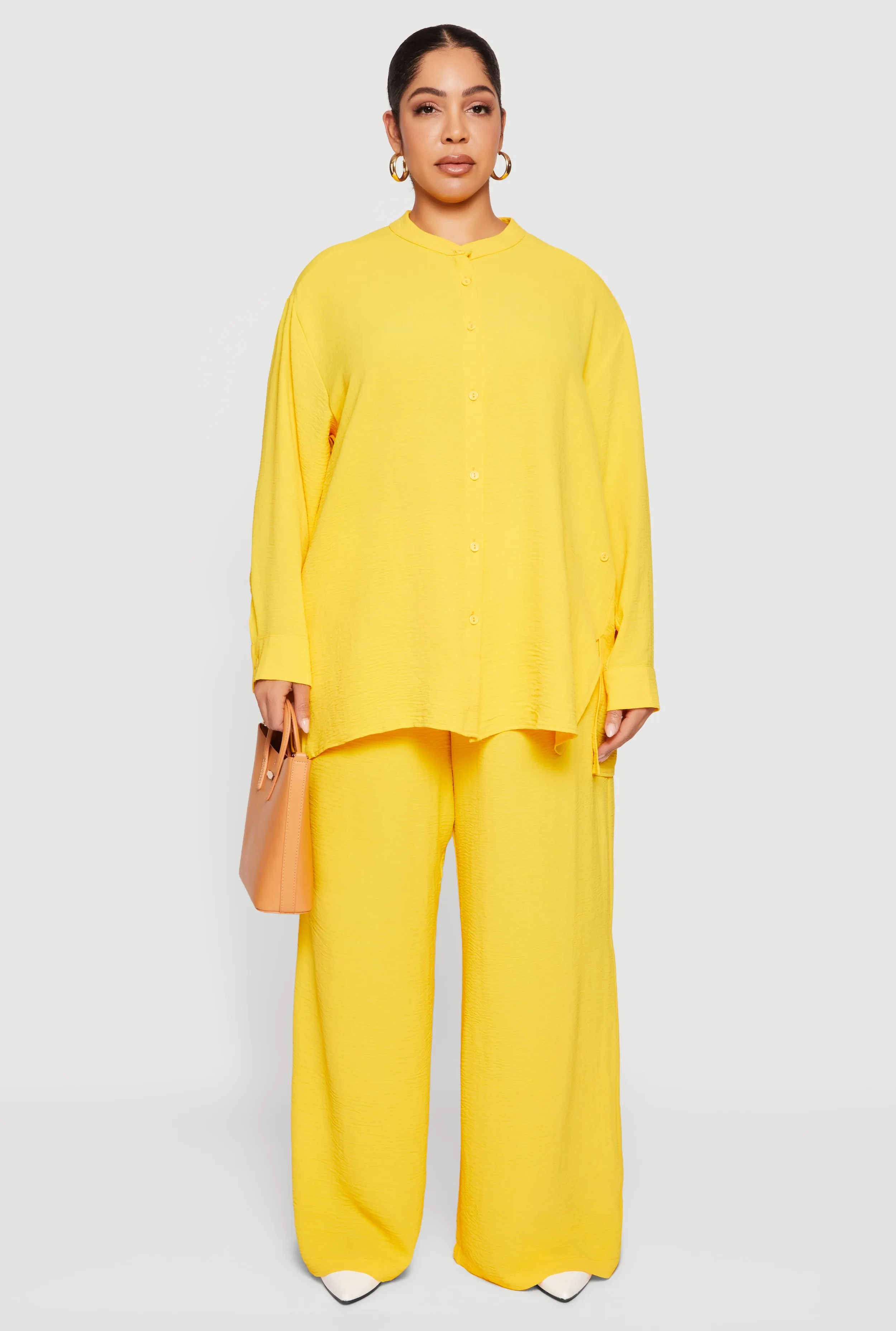 Plus Size Airy Long Sleeve Button Front Blouse sold by Rainbow product image thumbnail 2