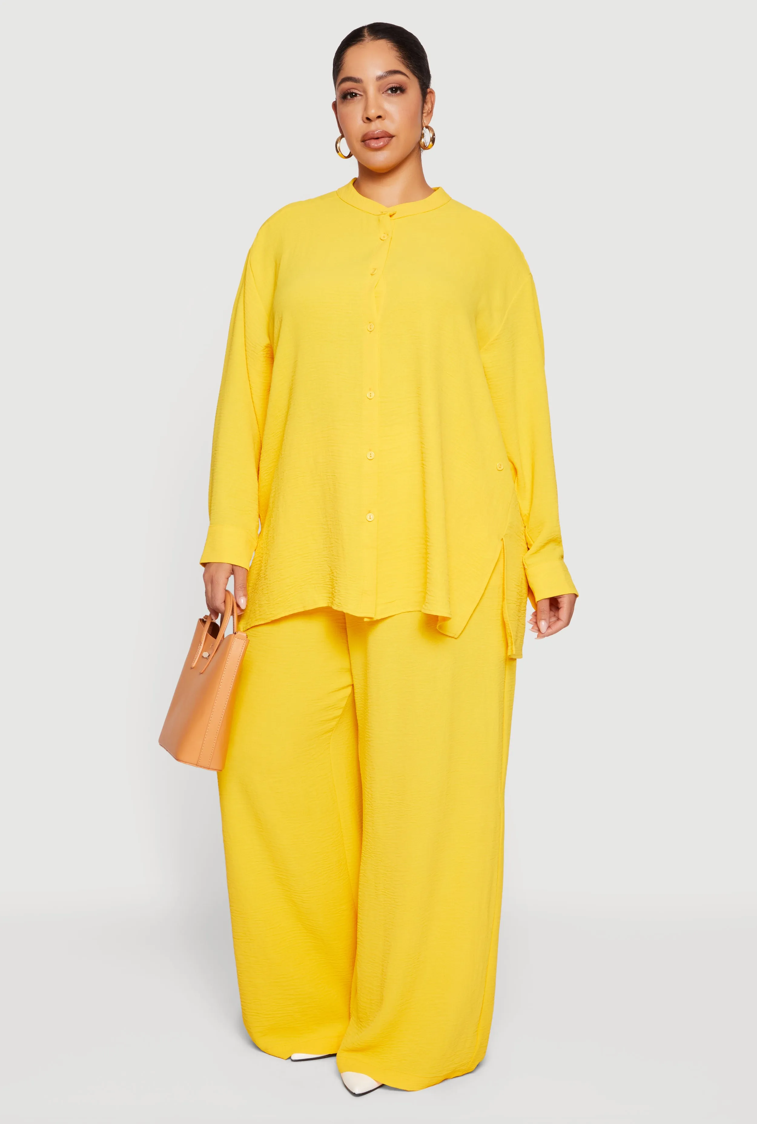 Plus Size Airy Long Sleeve Button Front Blouse sold by Rainbow product image thumbnail 3