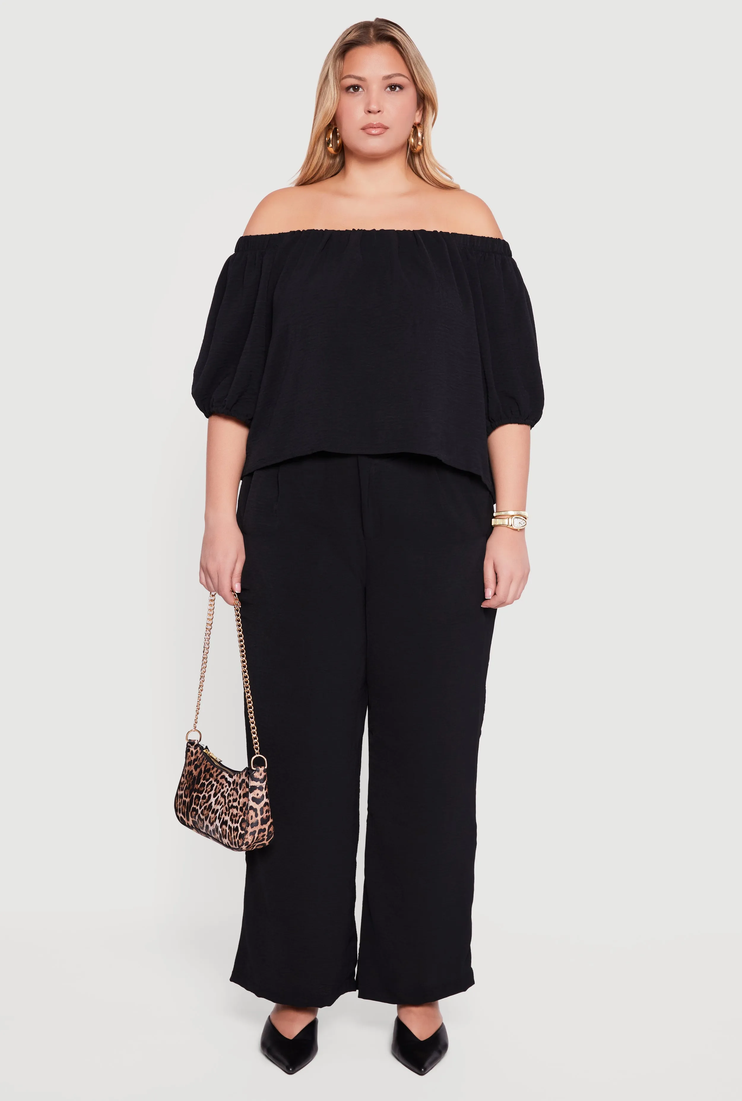 Plus Size Crepe Knit High Waist Straight Leg Pants sold by Rainbow product image thumbnail 2