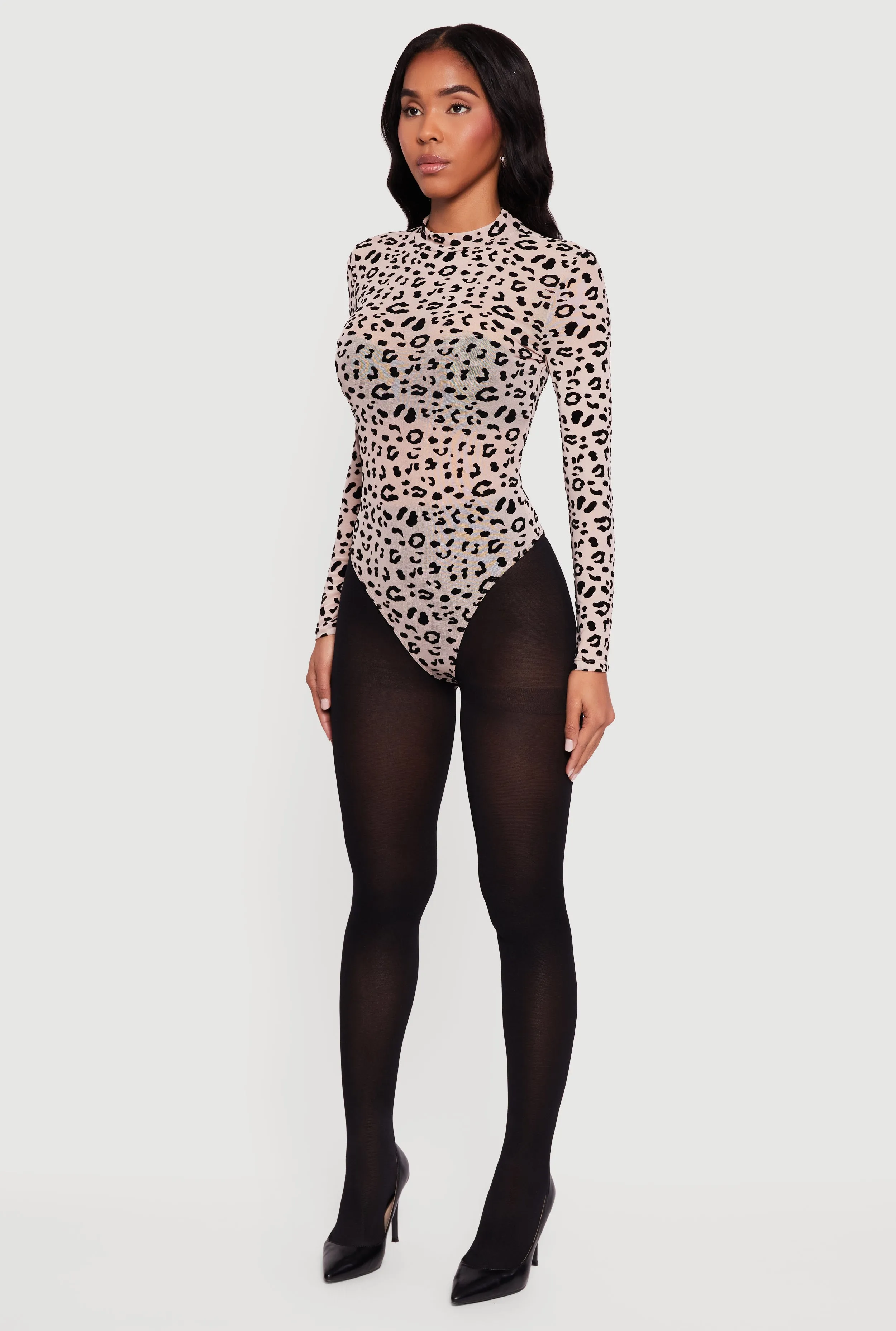 Animal Print Velvet Burnout Mesh Bodysuit sold by Rainbow product image thumbnail 5
