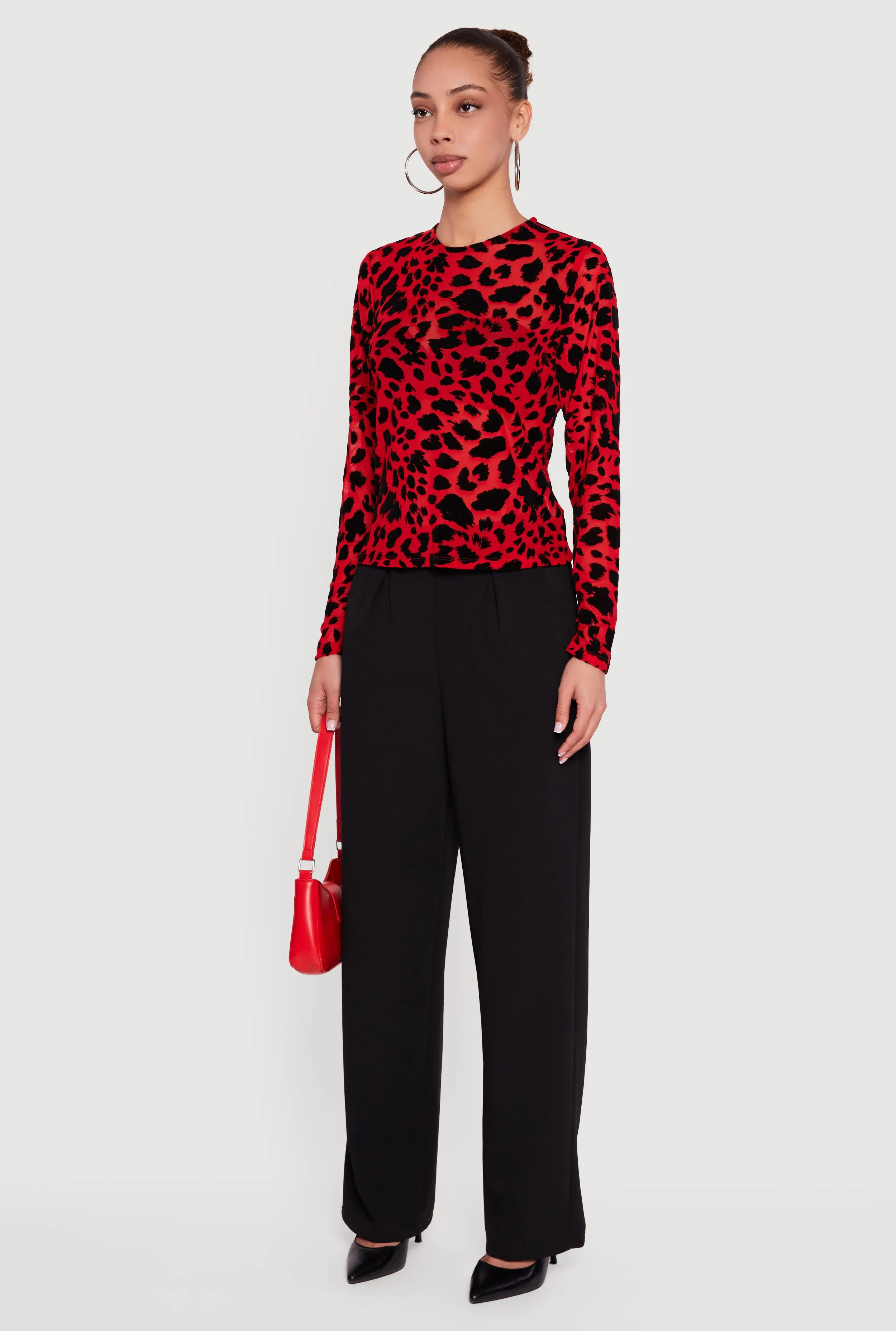 Animal Print Velvet Burnout Long Sleeve Top sold by Rainbow product image thumbnail 5