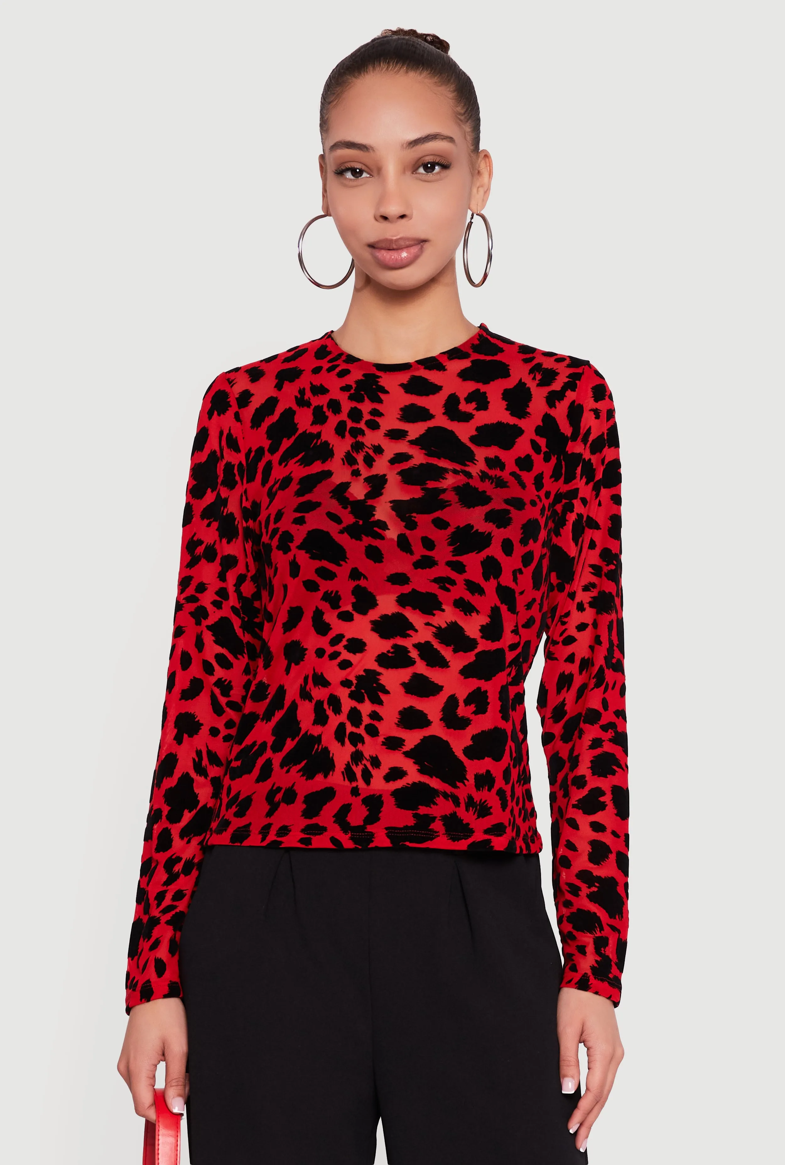 Animal Print Velvet Burnout Long Sleeve Top sold by Rainbow product image thumbnail 2