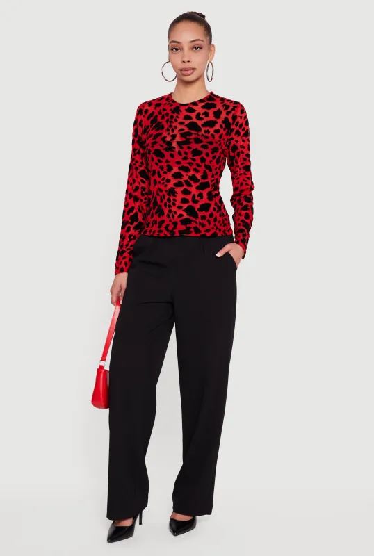 Animal Print Velvet Burnout Long Sleeve Top sold by Rainbow