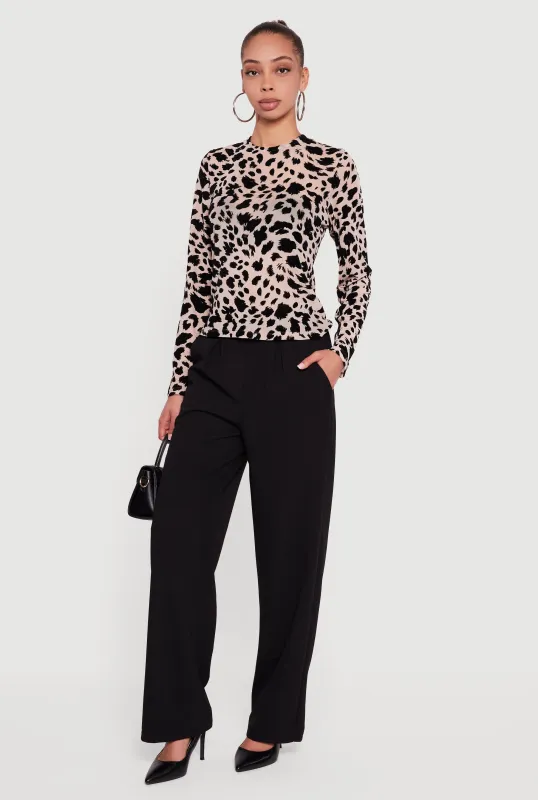 Animal Print Velvet Burnout Long Sleeve Top sold by Rainbow