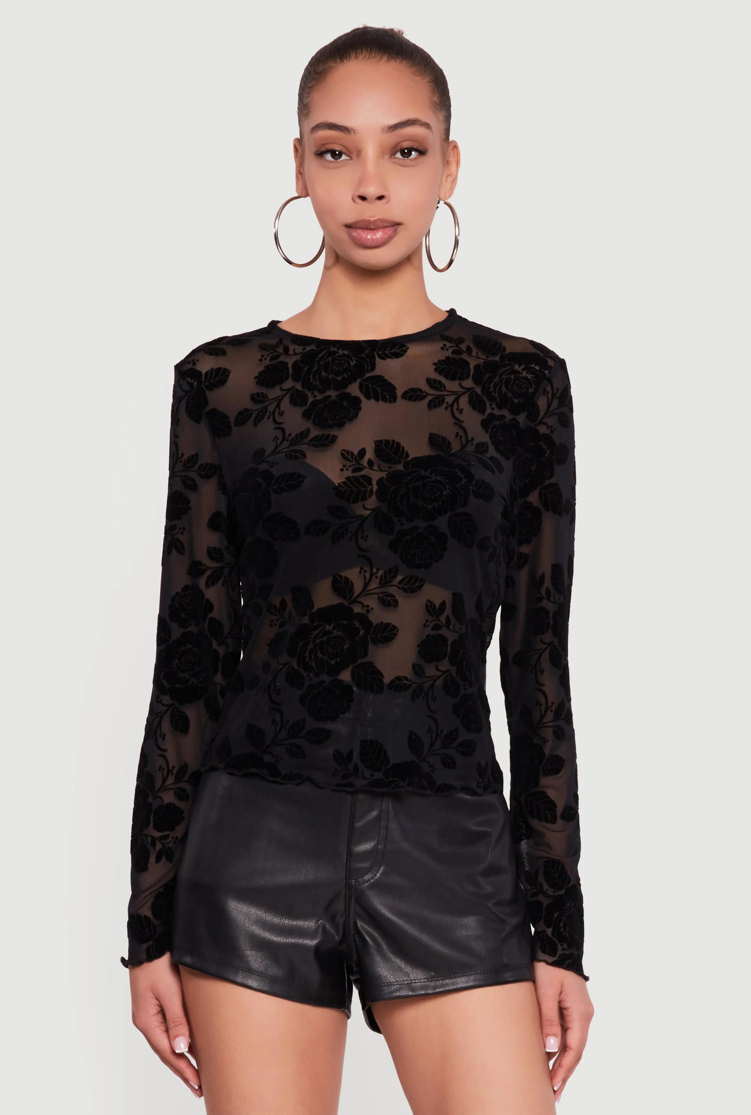 Floral Velvet Burnout Long Sleeve Top sold by Rainbow product image thumbnail 2