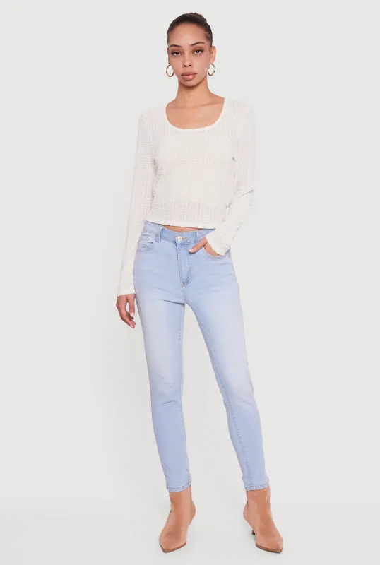 Greek Key Velvet Burnout Long Sleeve Top sold by Rainbow