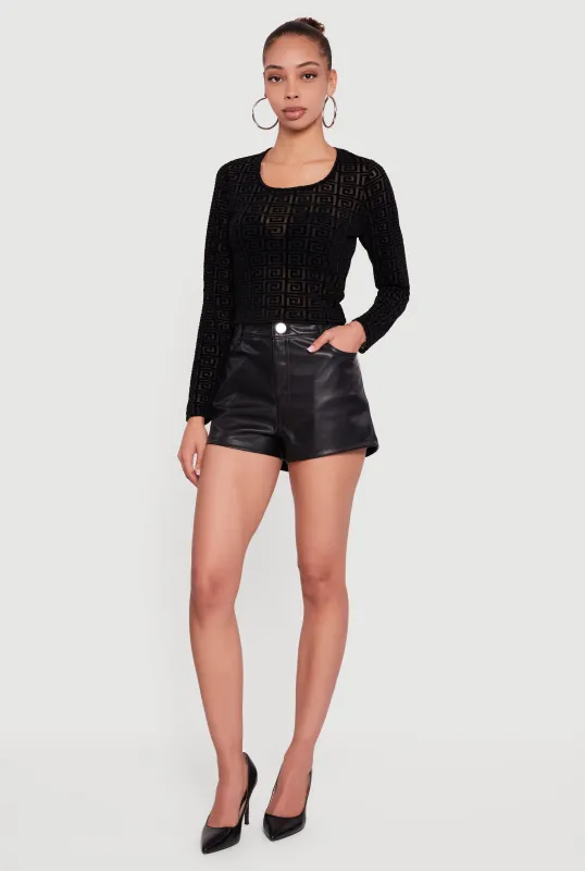 Greek Key Velvet Burnout Long Sleeve Top sold by Rainbow