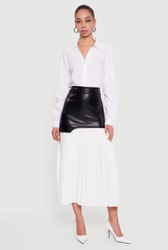 Solid Long Sleeve Button Front Shirt sold by Rainbow