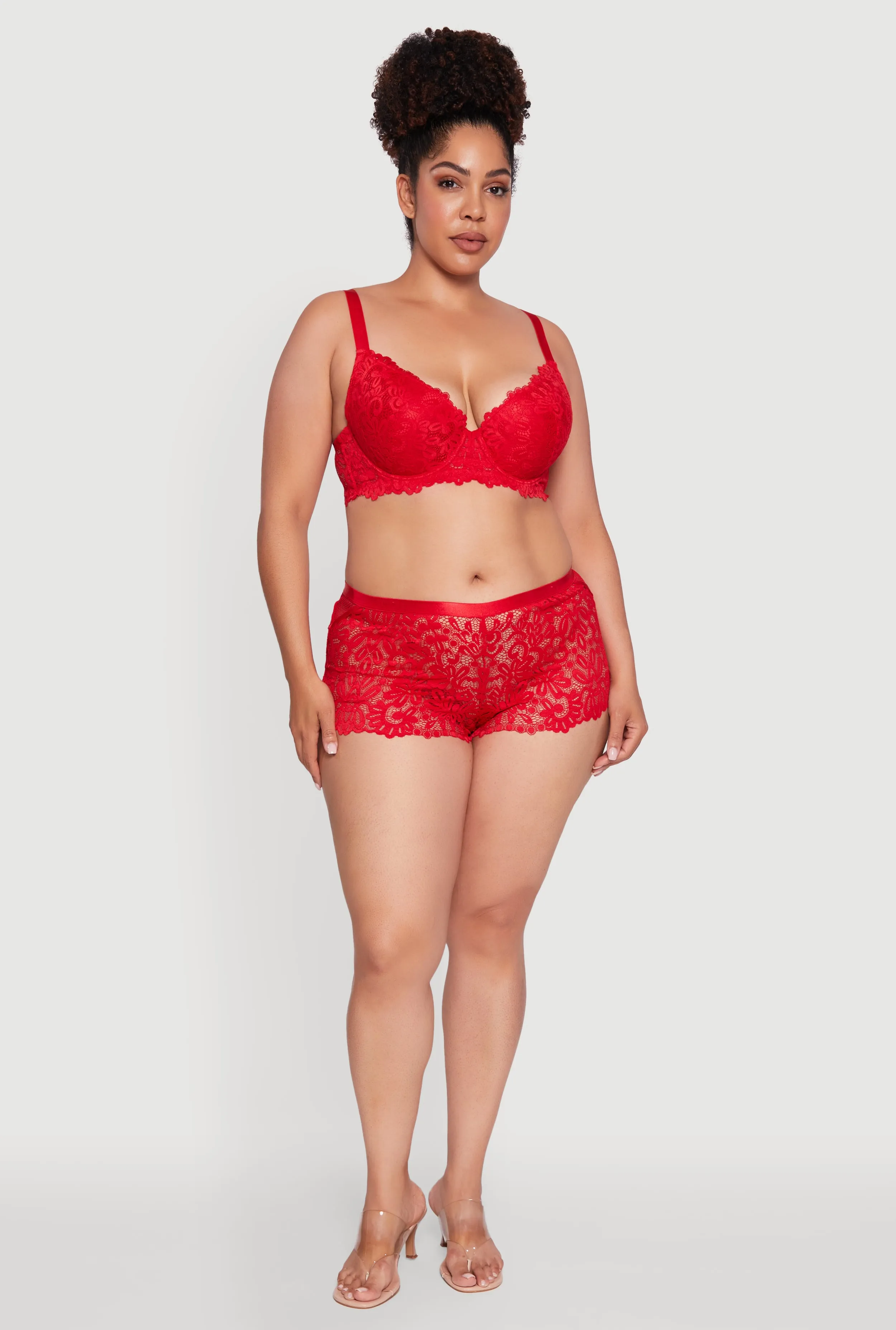 Plus Size Floral Lace Padded Plunge Bra sold by Rainbow product image thumbnail 3