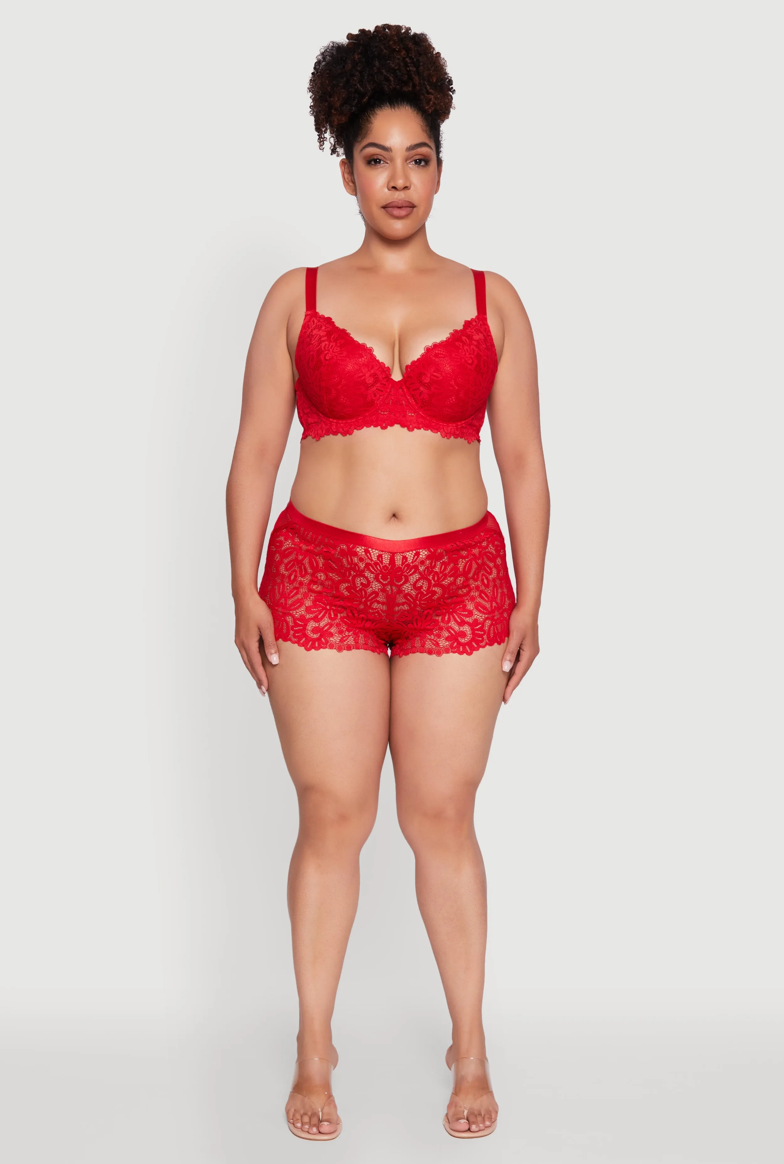 Plus Size Floral Lace Padded Plunge Bra sold by Rainbow product image thumbnail 2