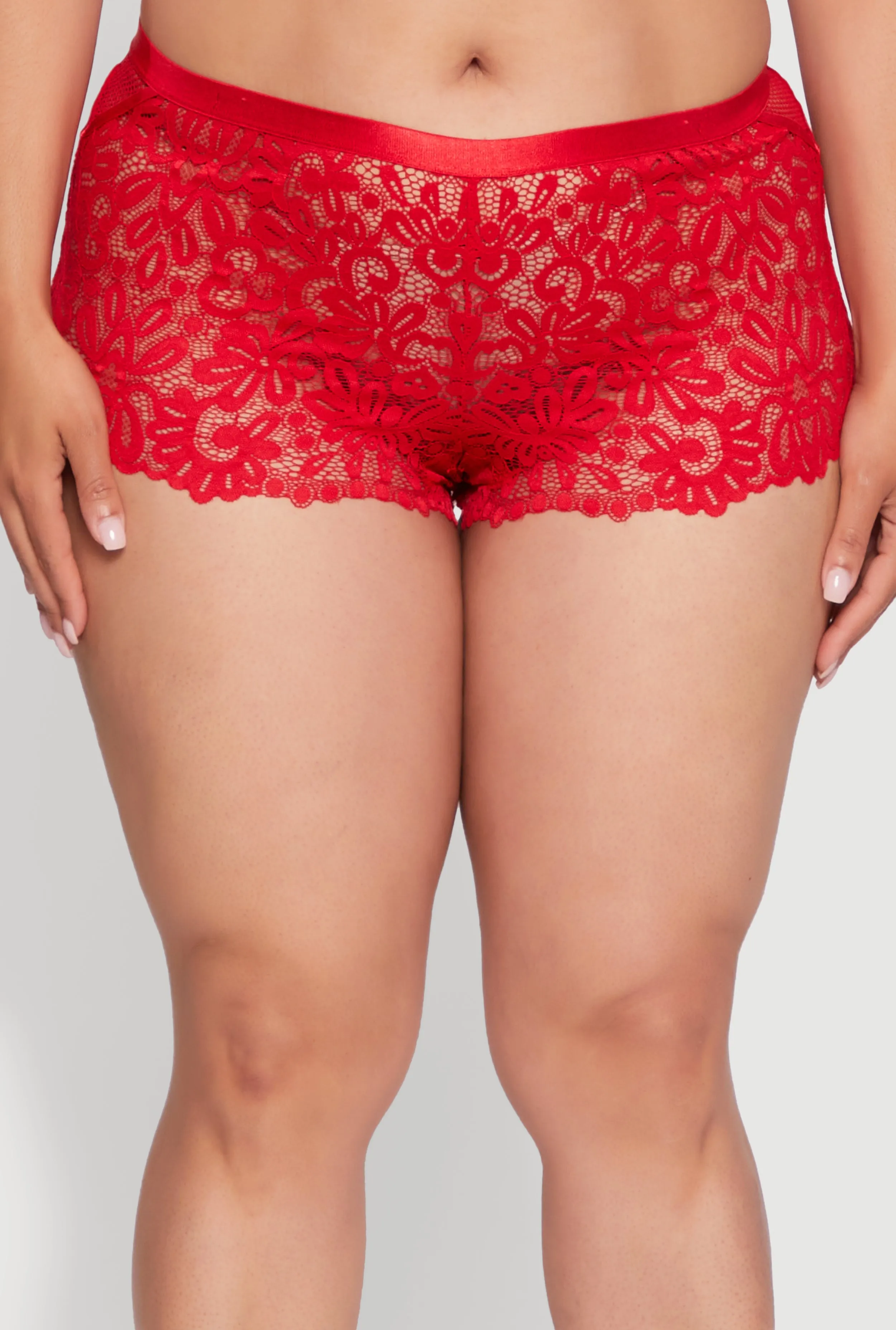 Plus Size Abstract Lace Boyshort Panty sold by Rainbow