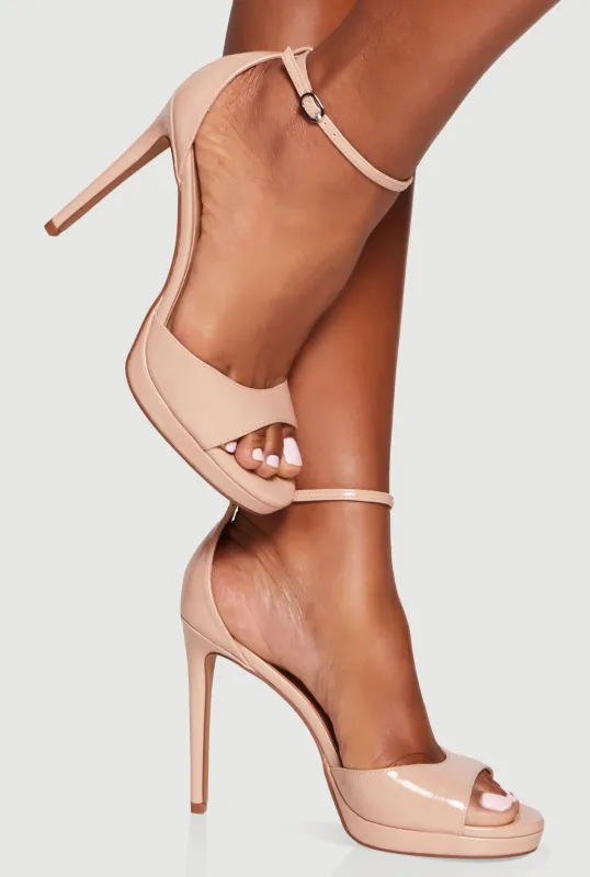 Ankle Strap Open Toe Stiletto Ultra High Heels sold by Rainbow