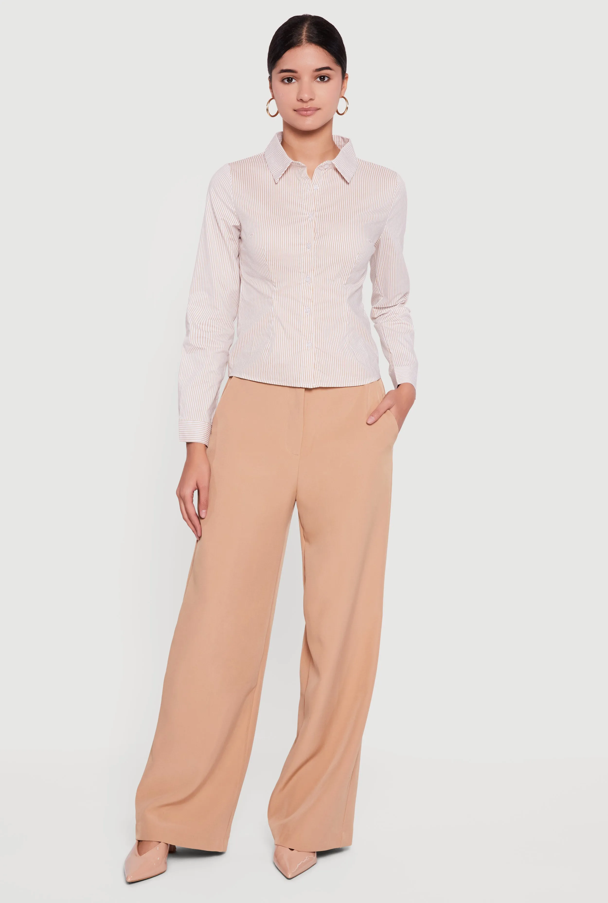 Pinstripe Long Sleeve Button Front Shirt sold by Rainbow product image thumbnail 3