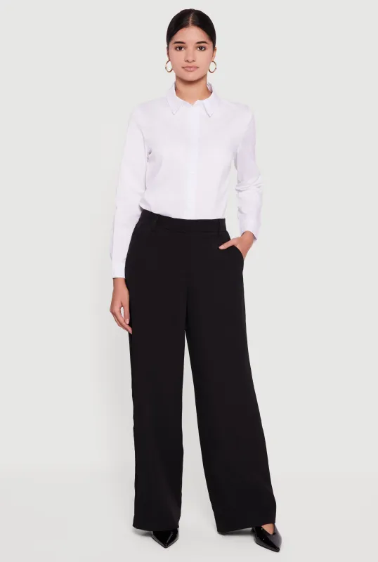 Poplin Long Sleeve Button Front Shirt sold by Rainbow