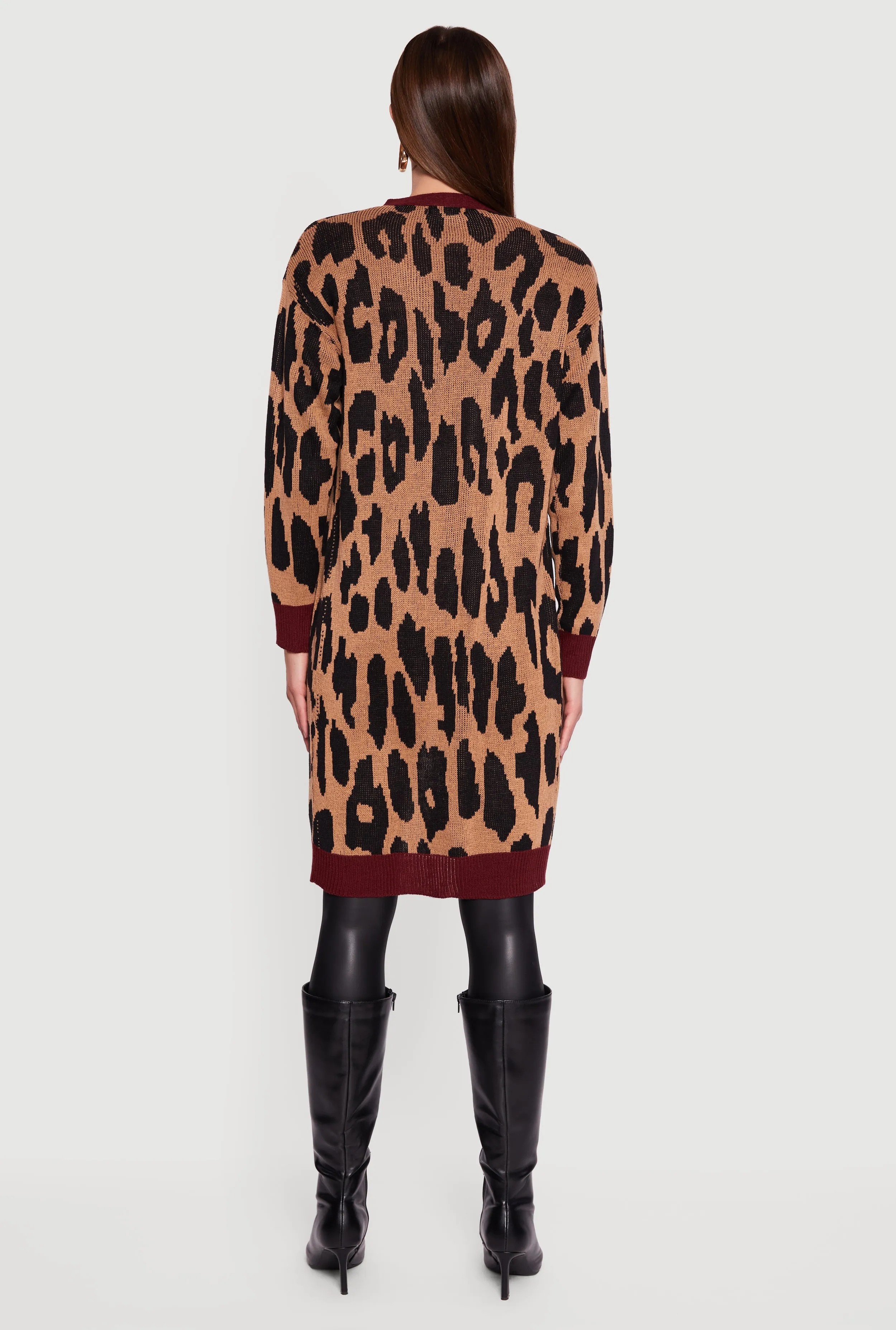 Leopard Print Open Front Long Cardigan sold by Rainbow product image thumbnail 5