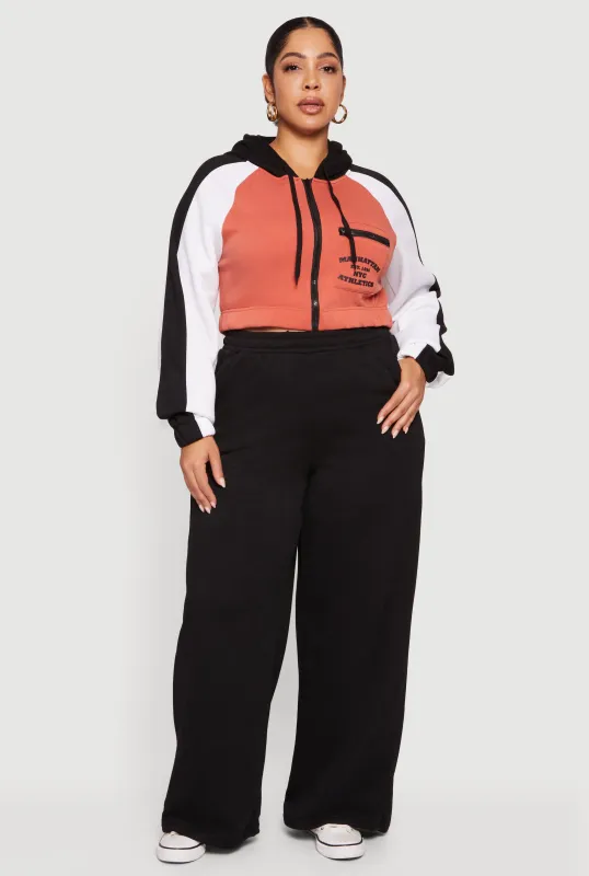 Plus Size High Waisted Wide Leg Sweatpants sold by Rainbow