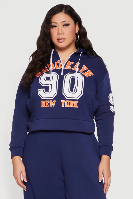 Plus Size Brooklyn 90 New York Graphic Hoodie sold by Rainbow
