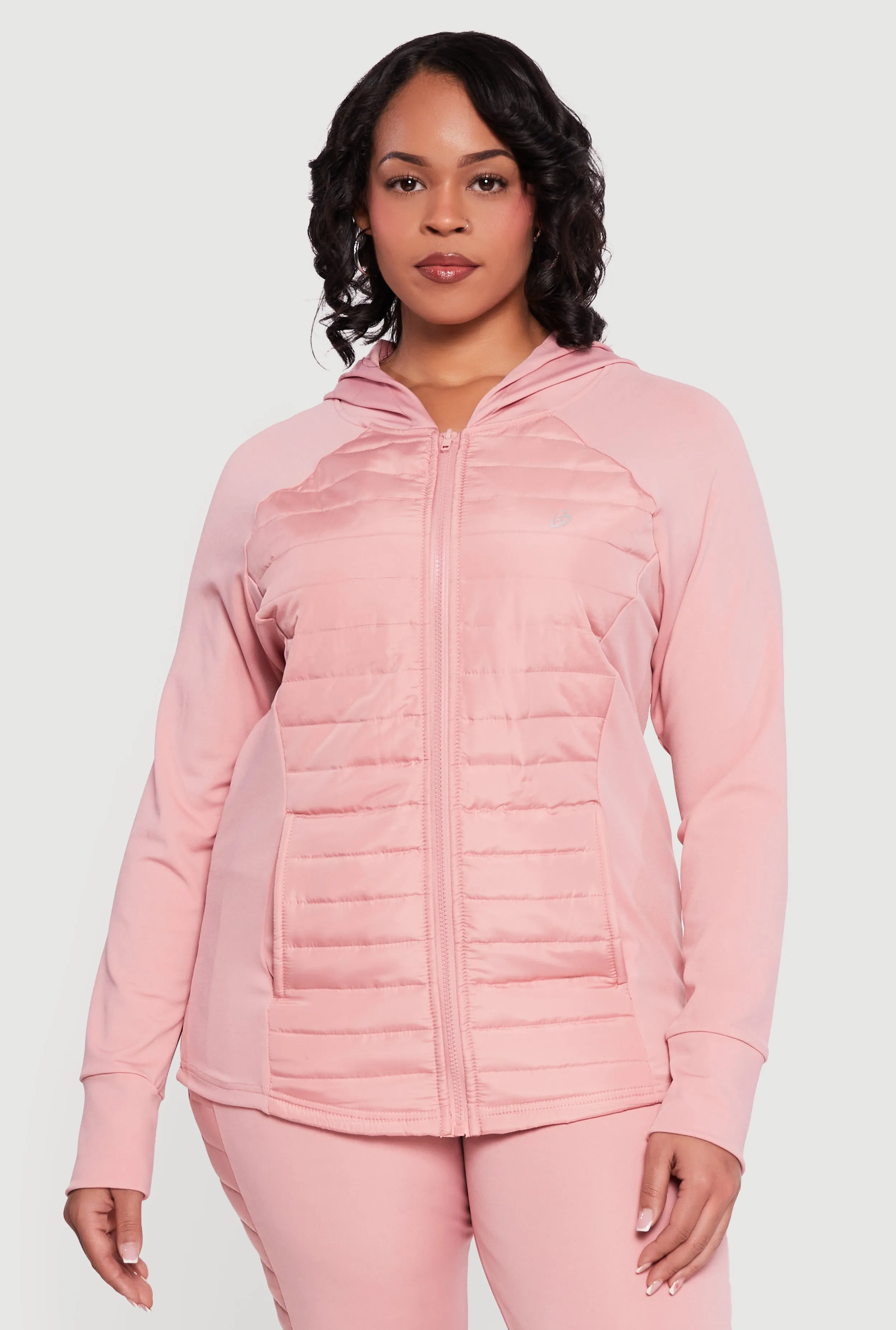 Plus Size Lightweight Puffer Detail Hooded Active Jacket sold by Rainbow product image thumbnail 4