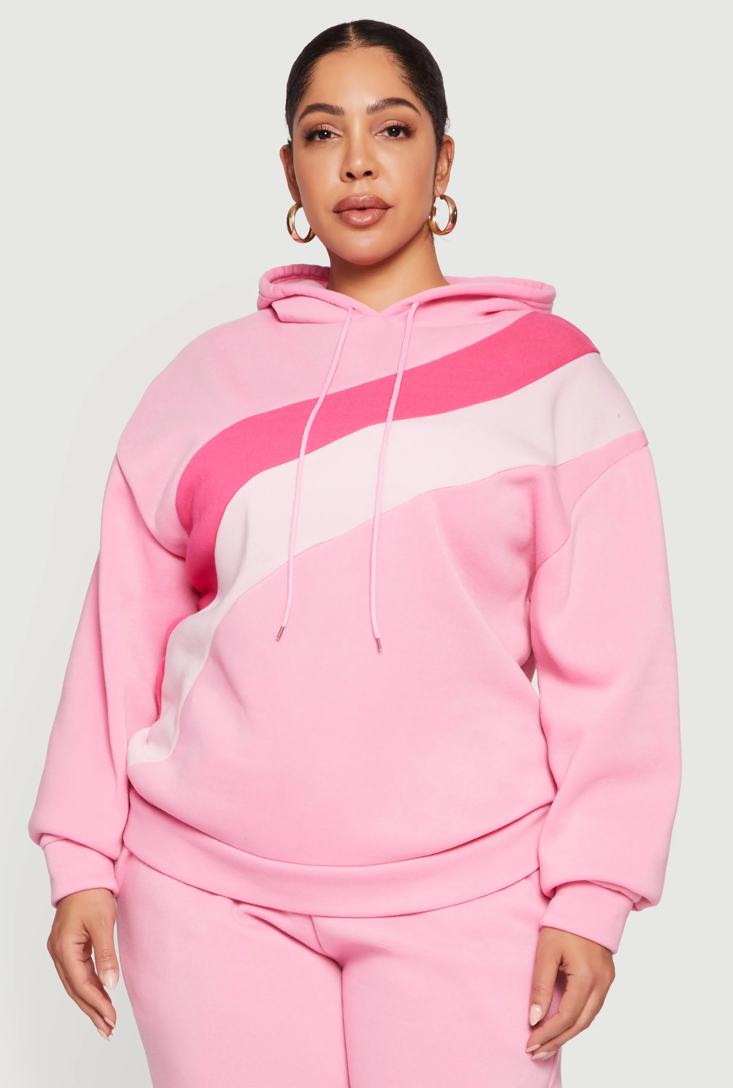 Plus Size Color Block Pullover Hoodie sold by Rainbow product image thumbnail 3